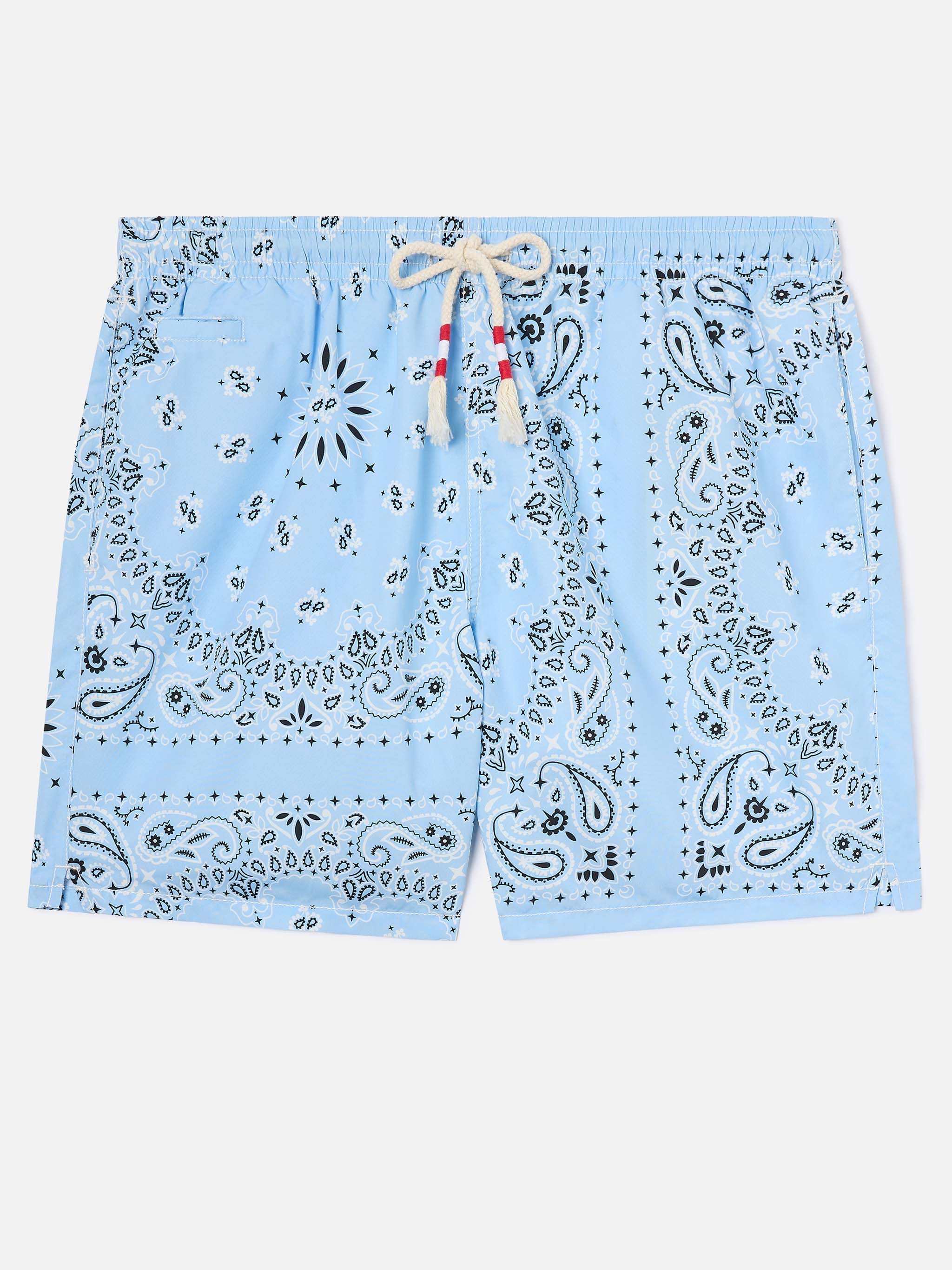 Caprese swim shorts with light blue bandana print