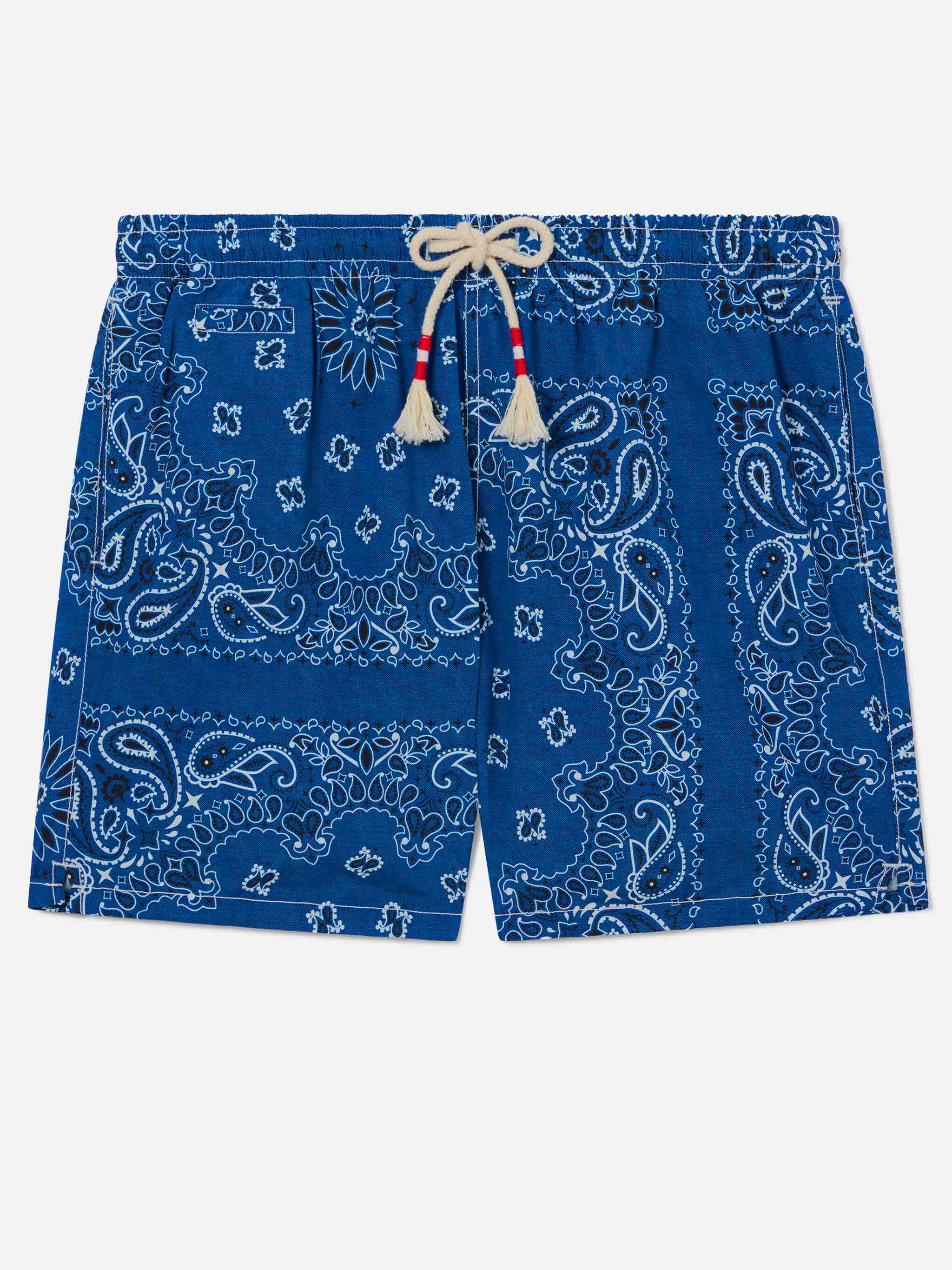 Caprese swim shorts with navy blue bandana print