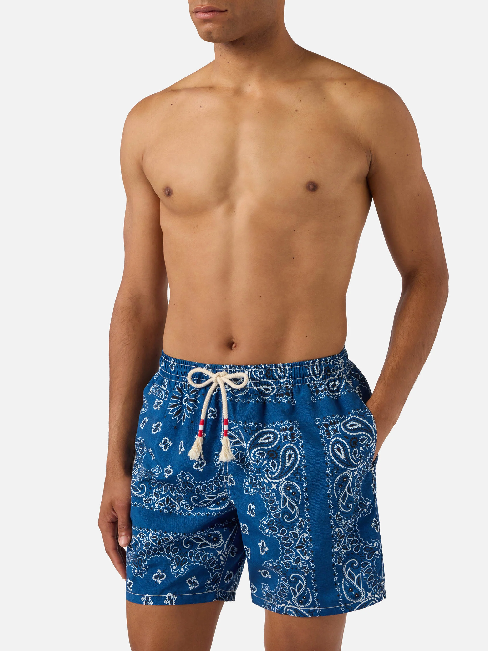Caprese swim shorts with navy blue bandana print - Image 3