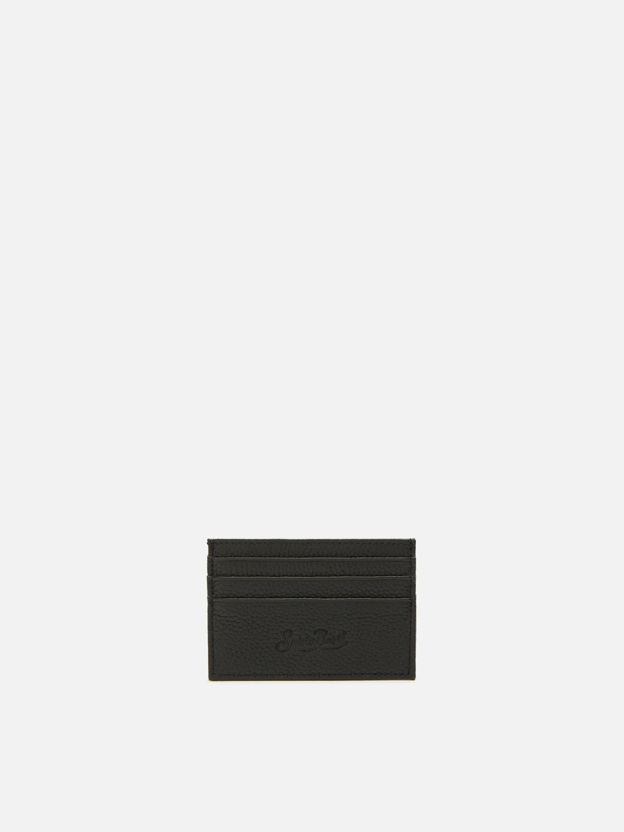 Card Holder in black grained leather