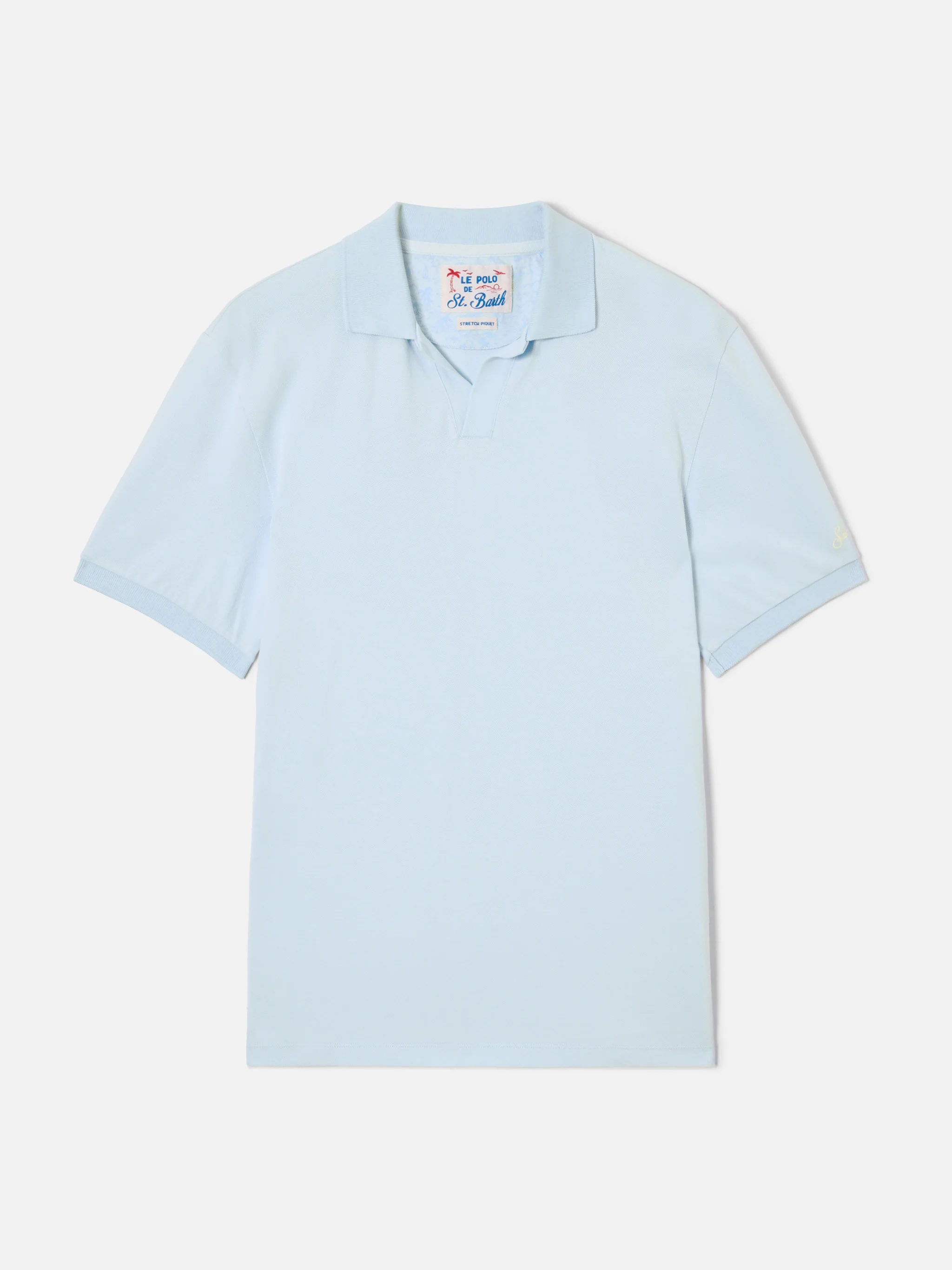 Charles polo in light blue cotton piquet - Image 4