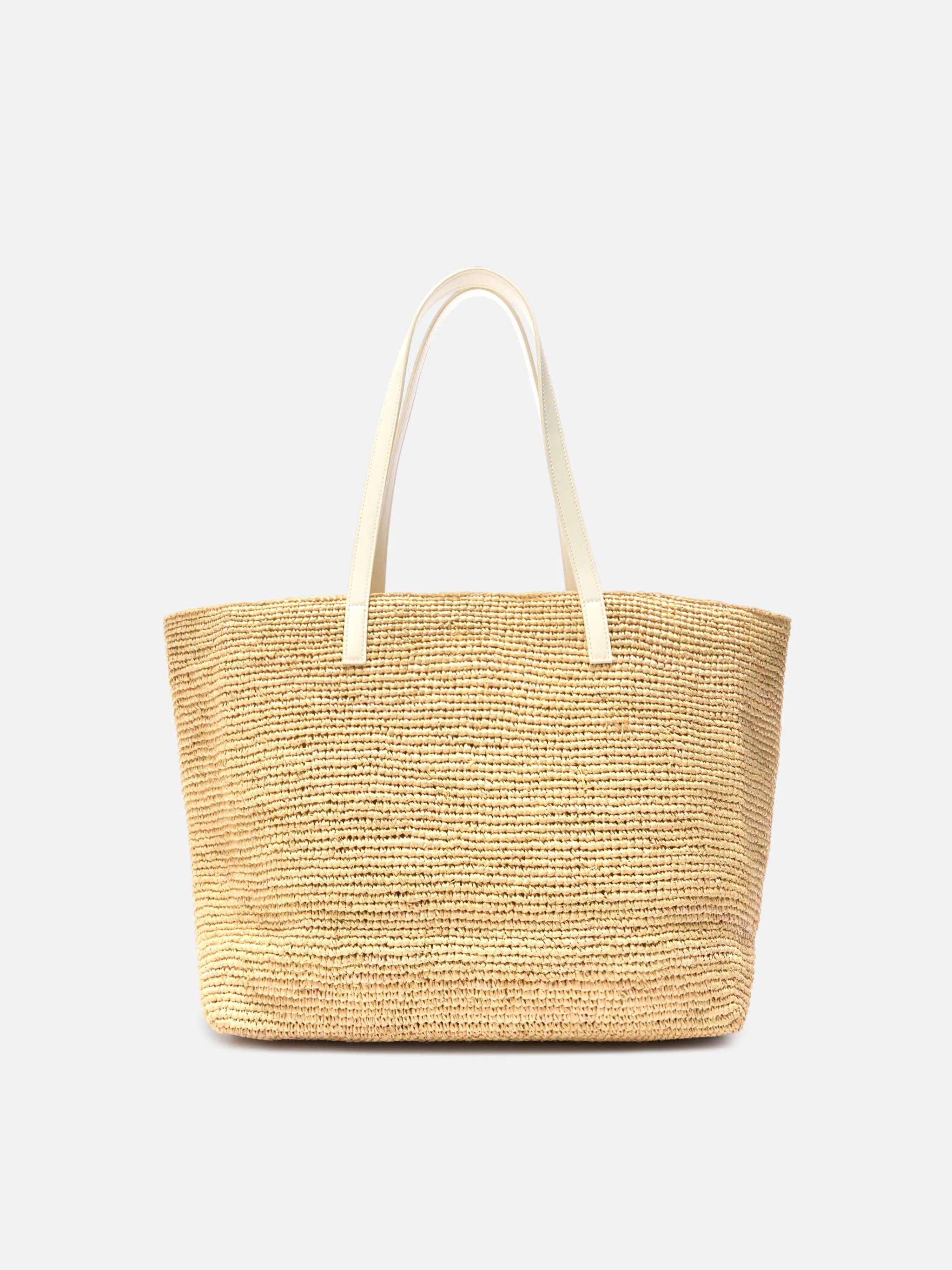 City raffia bag with contrasting ivory embroidered logo - Image 4