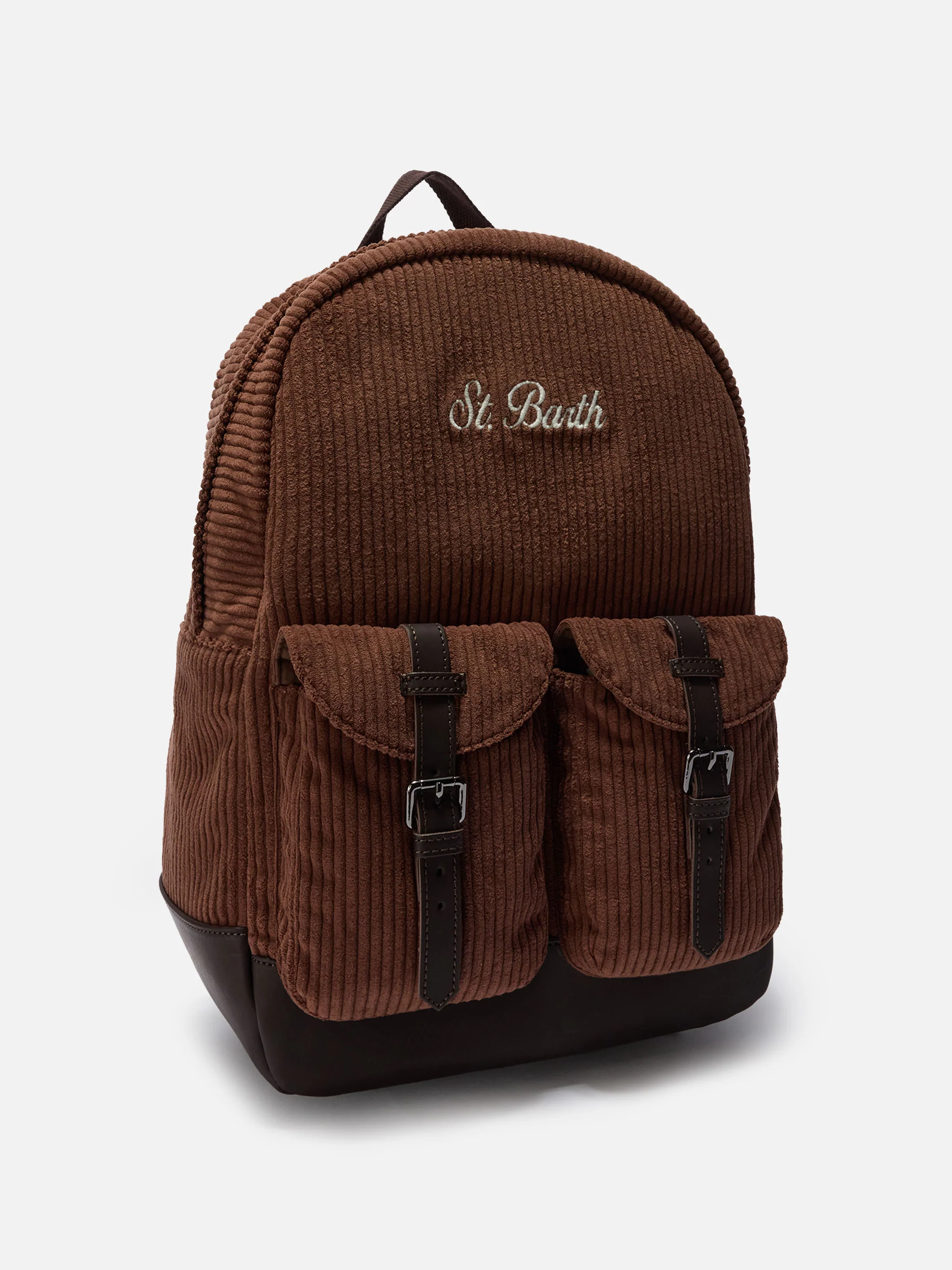 Cody Corduroy Backpack in wool blend brown with leather details - Image 3