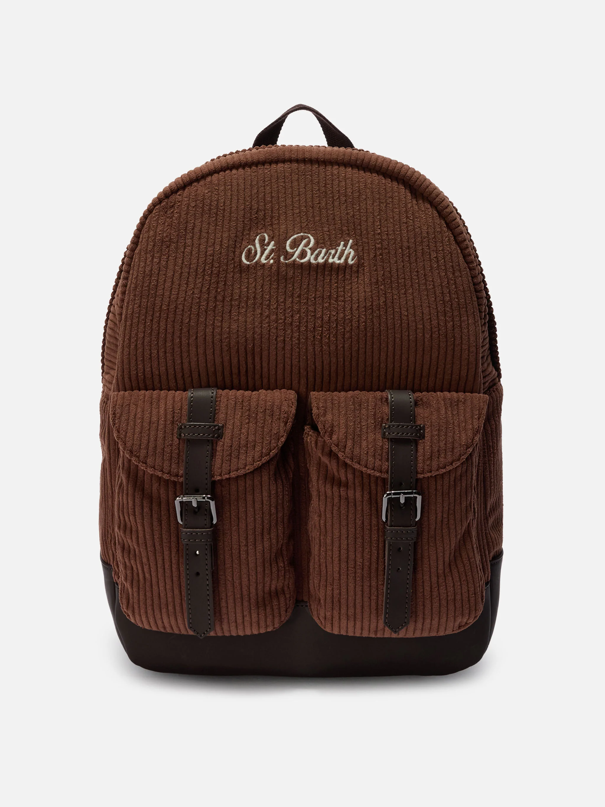 Cody Corduroy Backpack in wool blend brown with leather details - Image 6