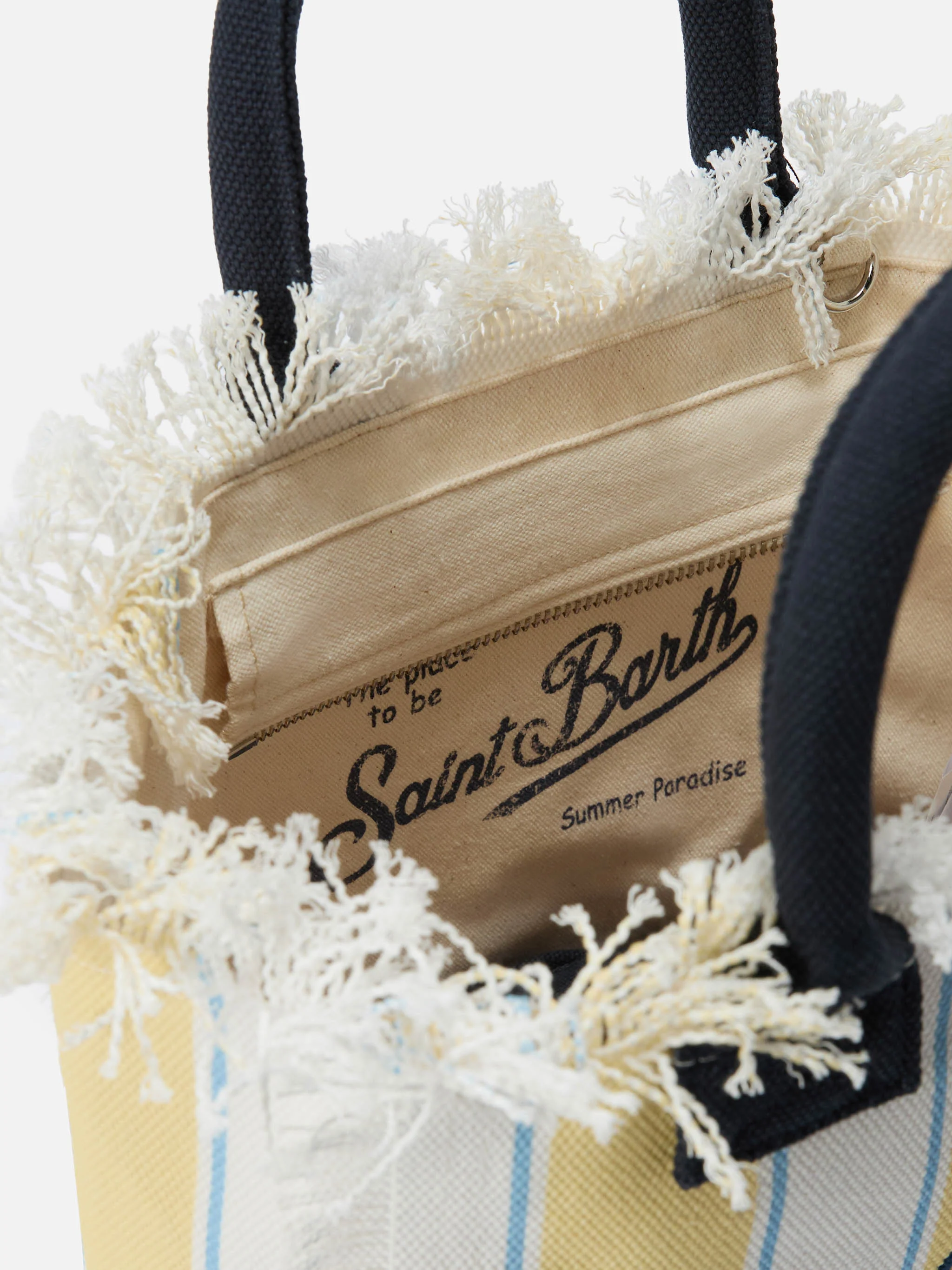 Colette canvas bag with yellow stripes and embroidered logo - Image 4