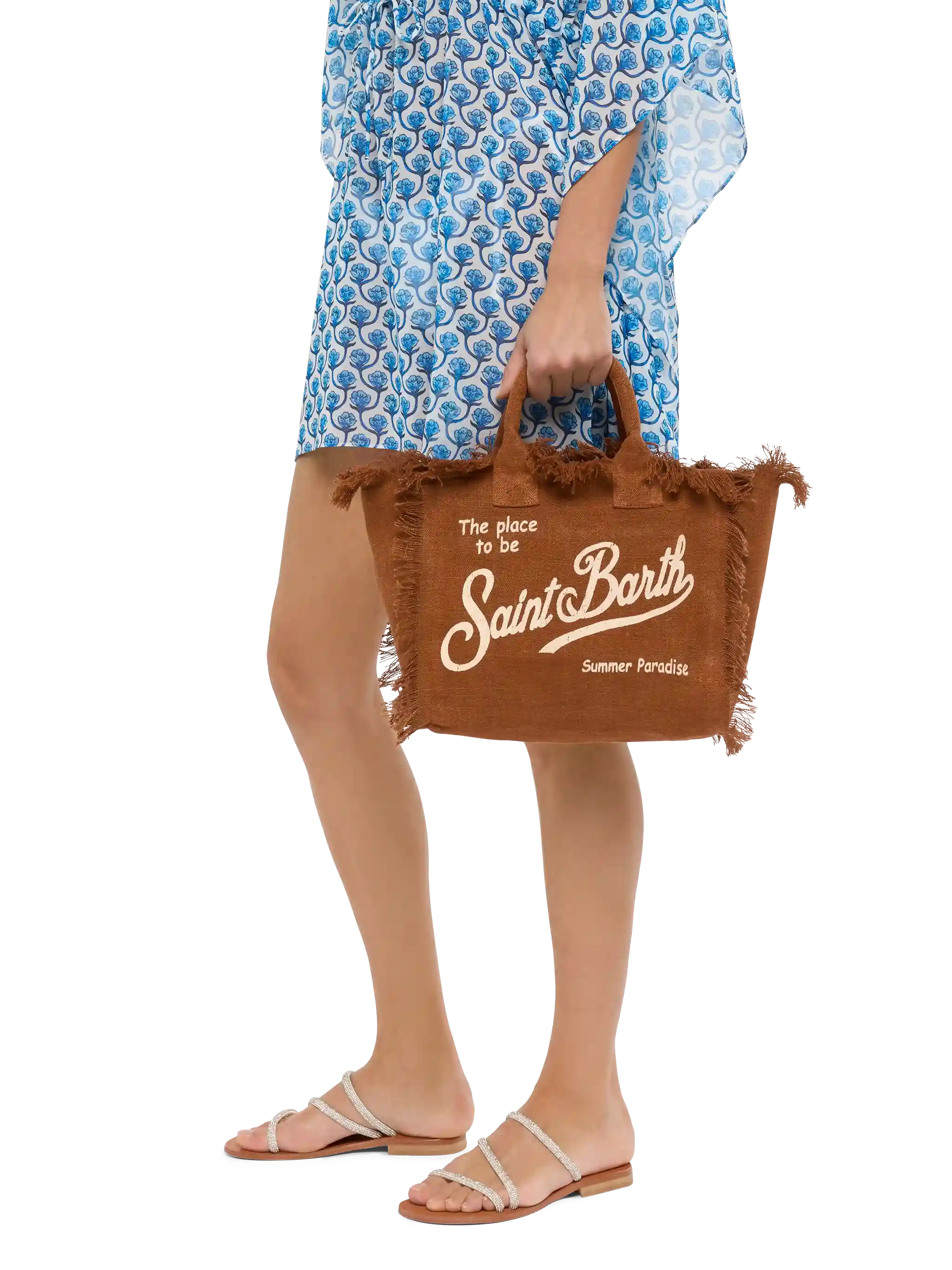 Colette brown handbag in 100% LINEN - Image 2