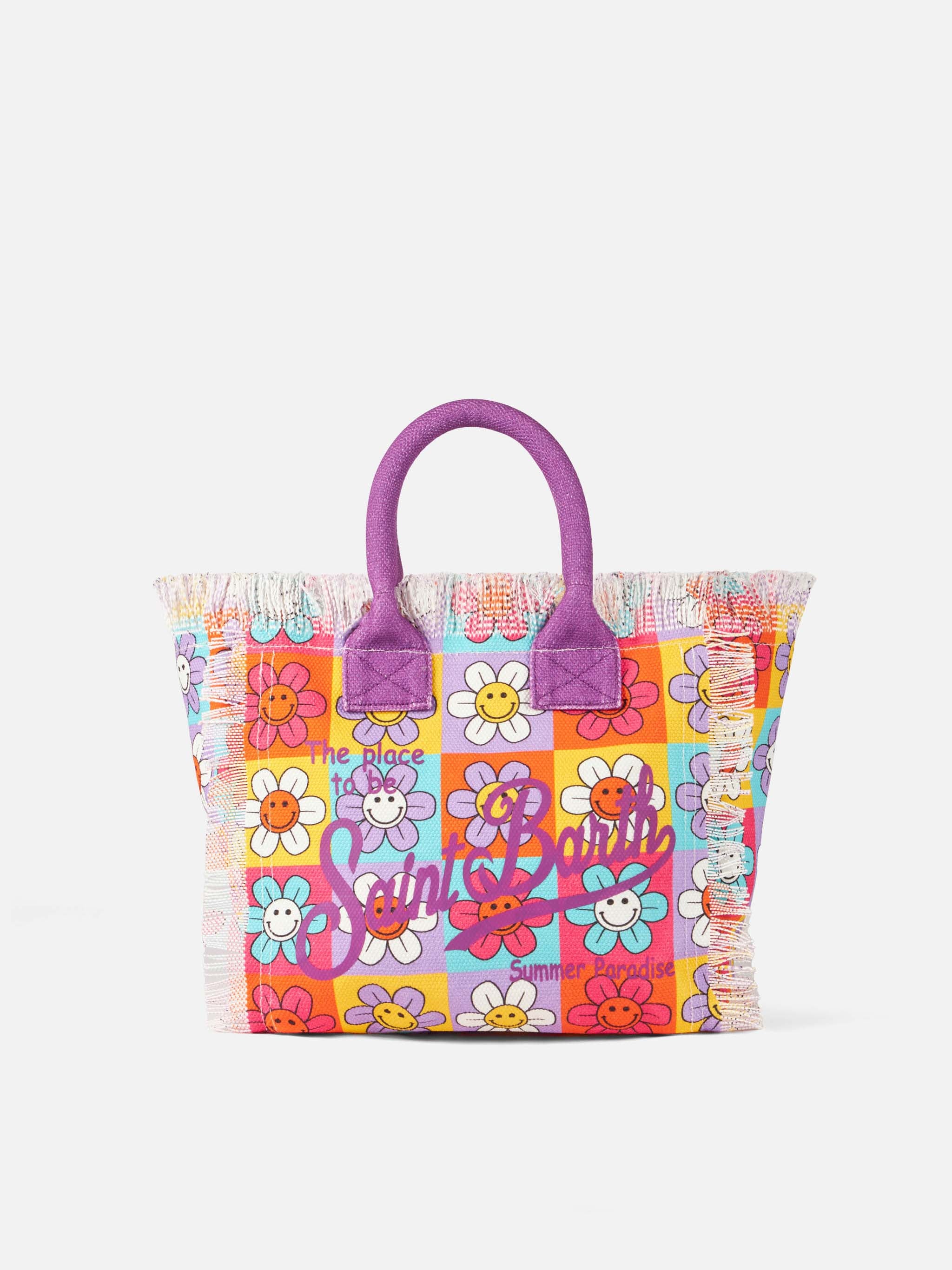 Colette multicolor smiley daisy print canvas handbag
