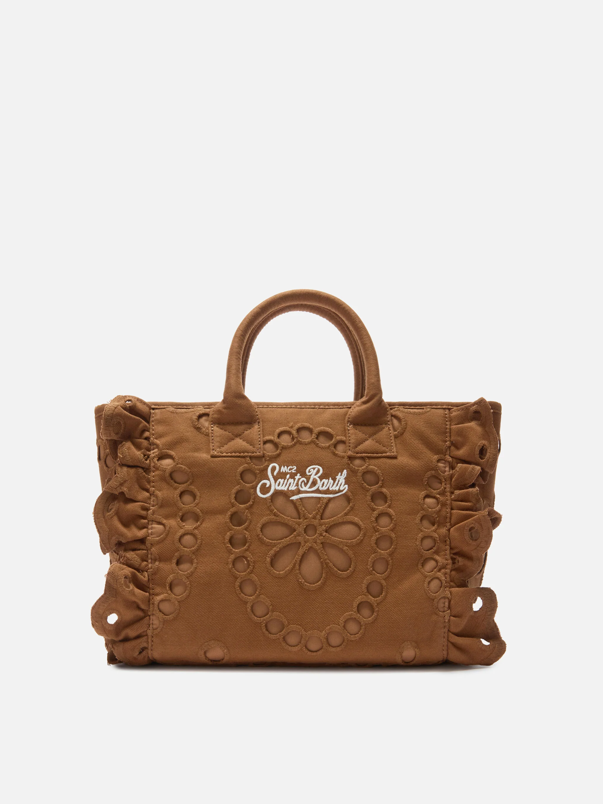 Colette Volant bag in brown broderie anglaise cotton - Image 3