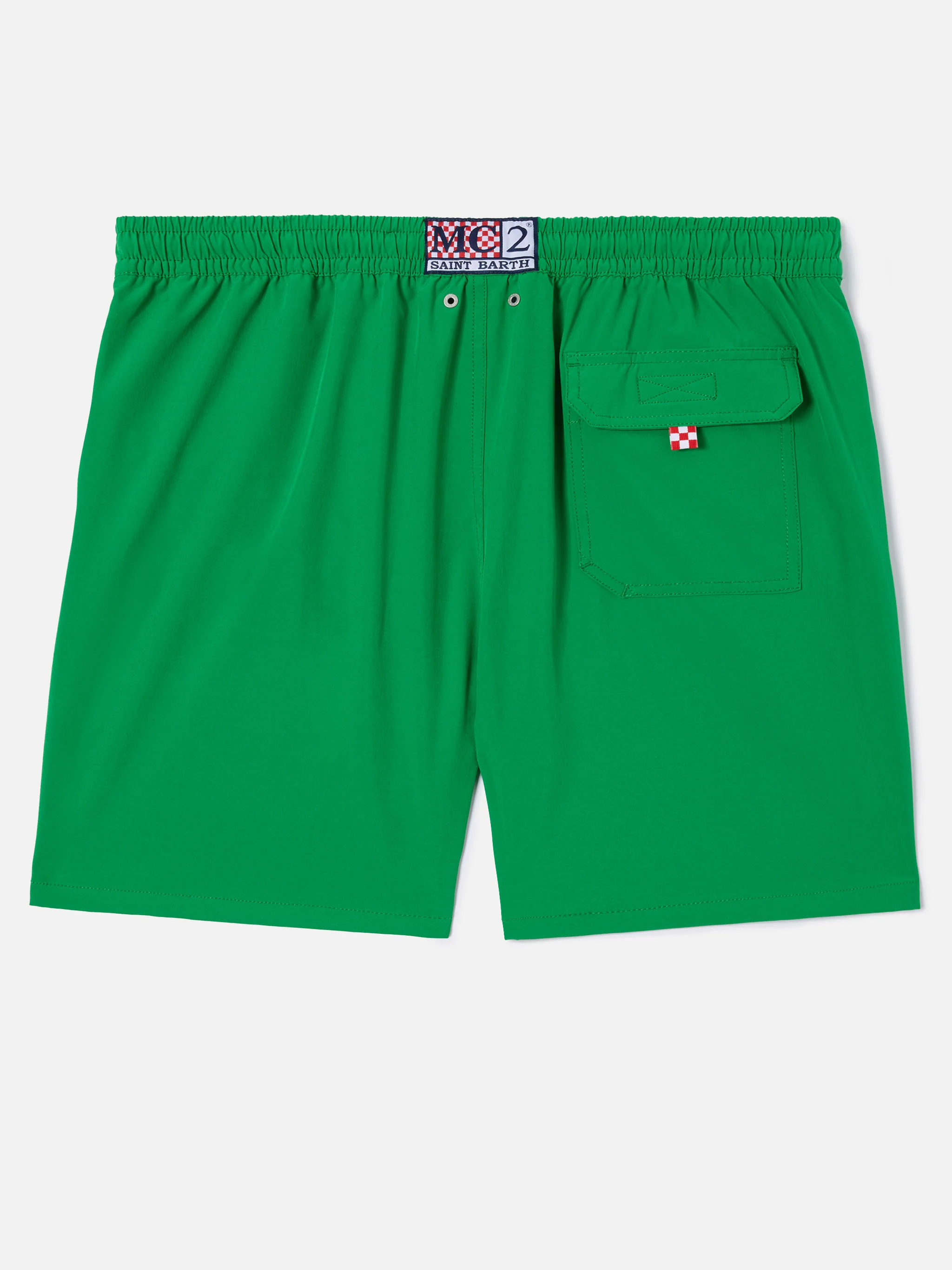 Comfort swim shorts in green with Faccio tutto a fin di bere embroidery - Image 2