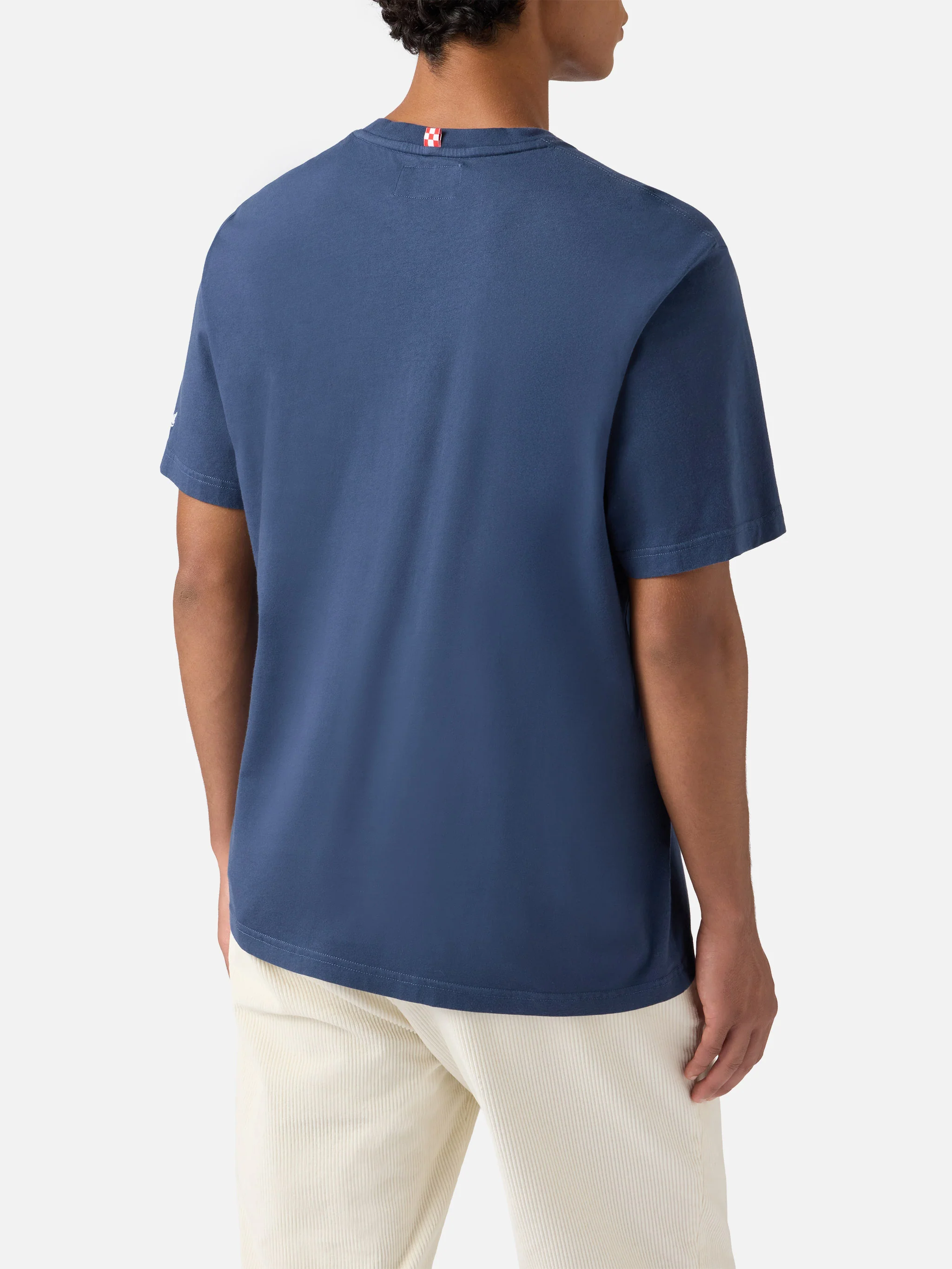 Connor cotton T-shirt in blue with Do you want a cola? pocket embroidery - Image 3