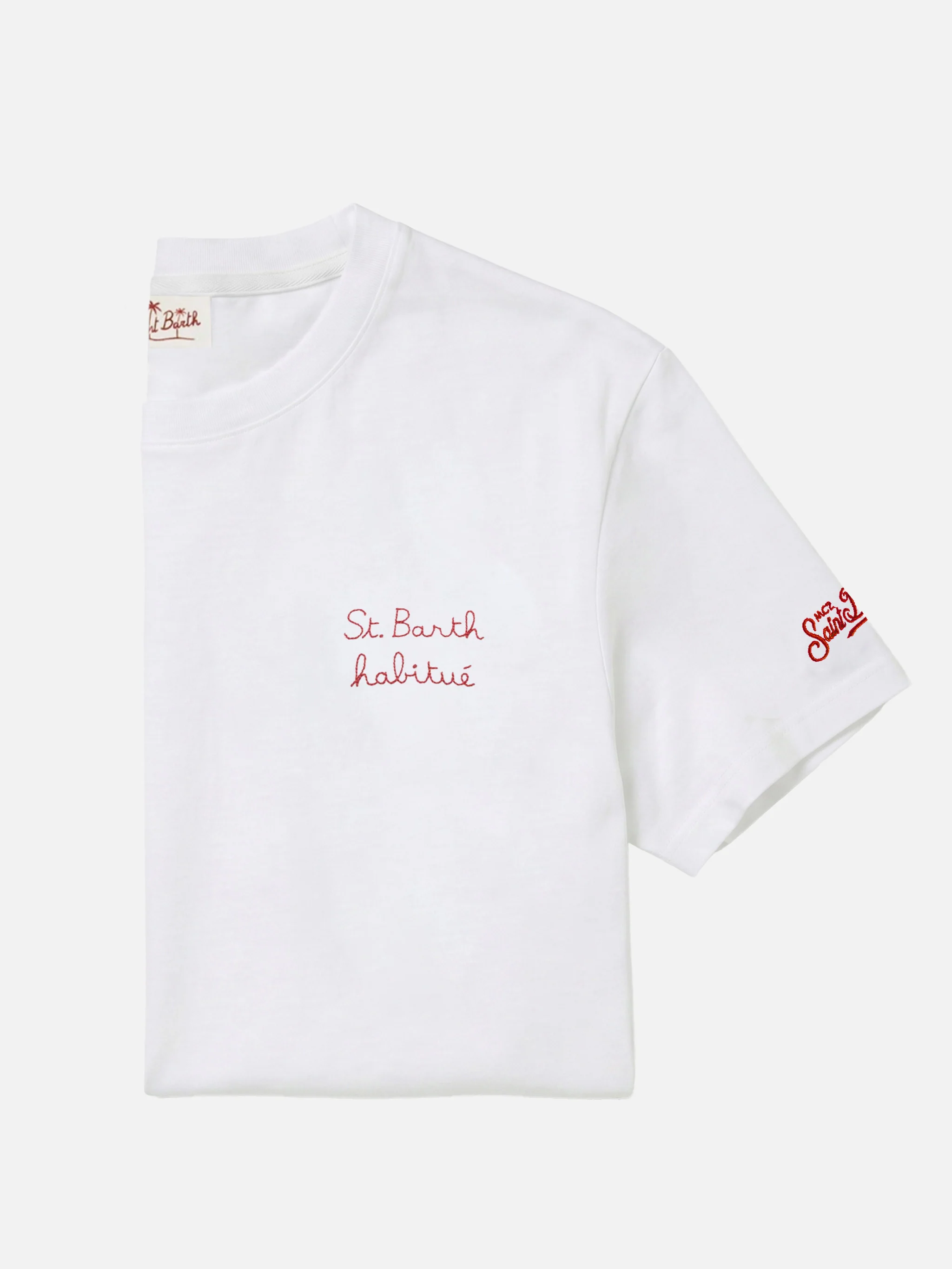 Cotton jersey t-shirt Portofino with St. Barth habituè embroidery