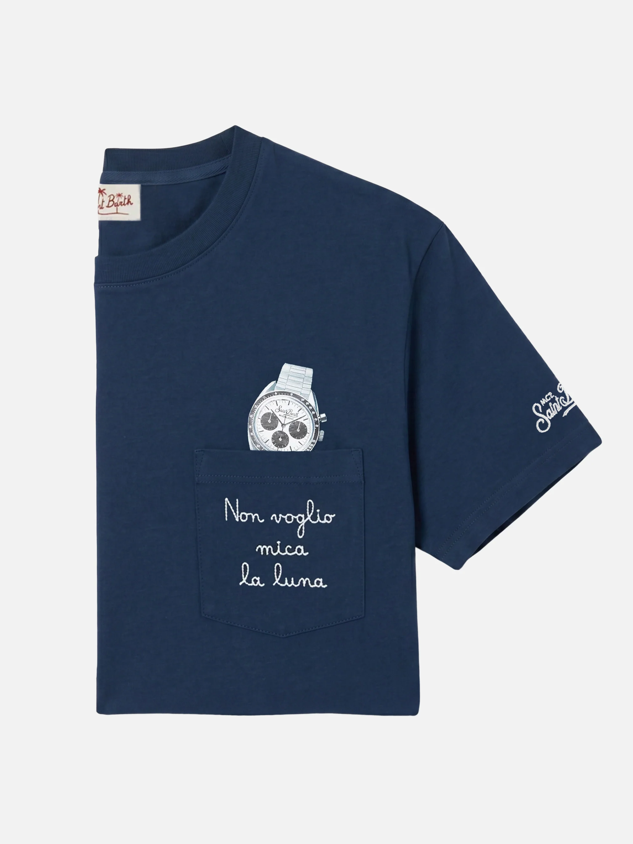 Cotton t-shirt Austin with embroidery and watch print