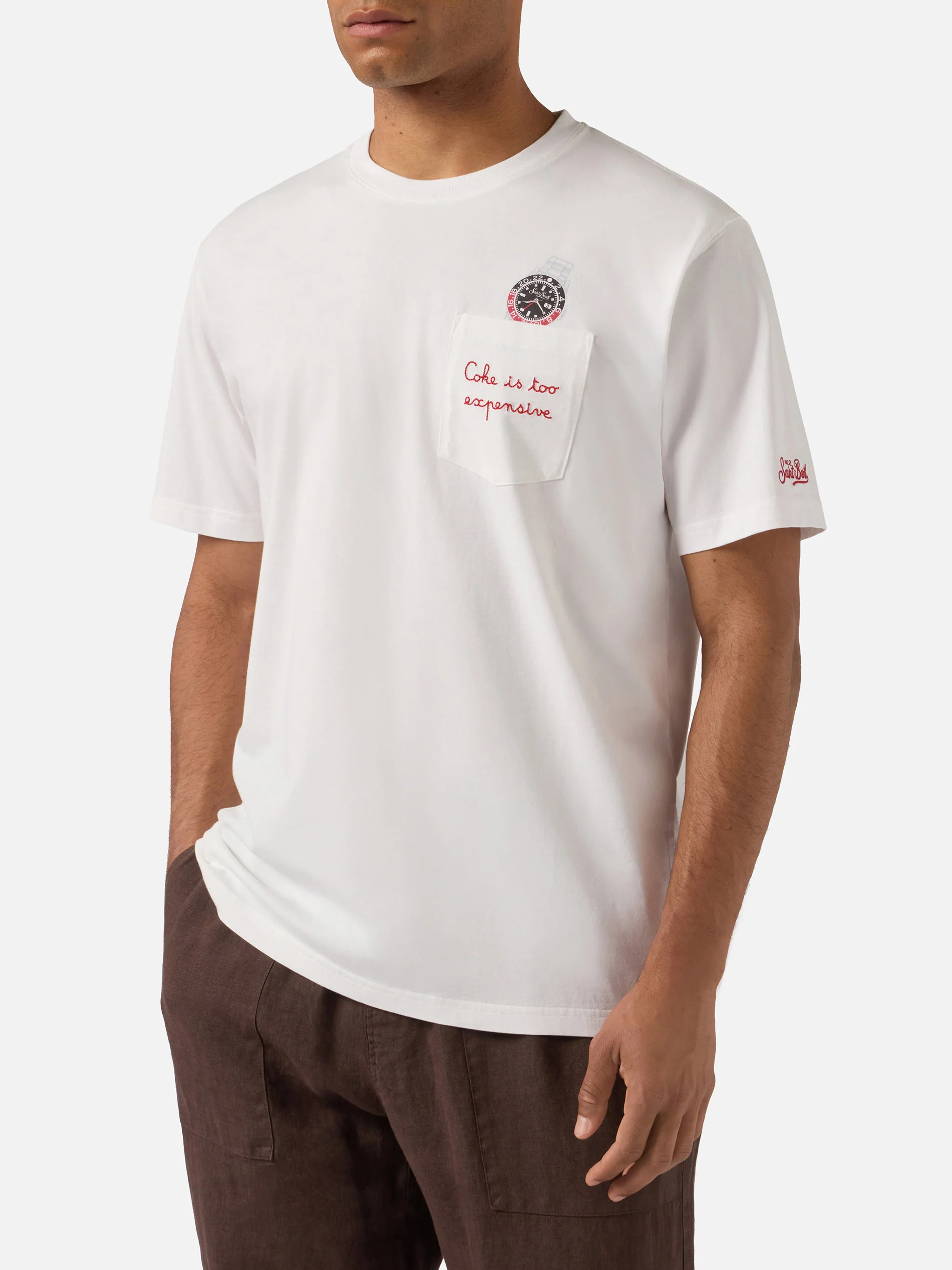Cotton t-shirt Austin with embroidery and watch print - Image 2