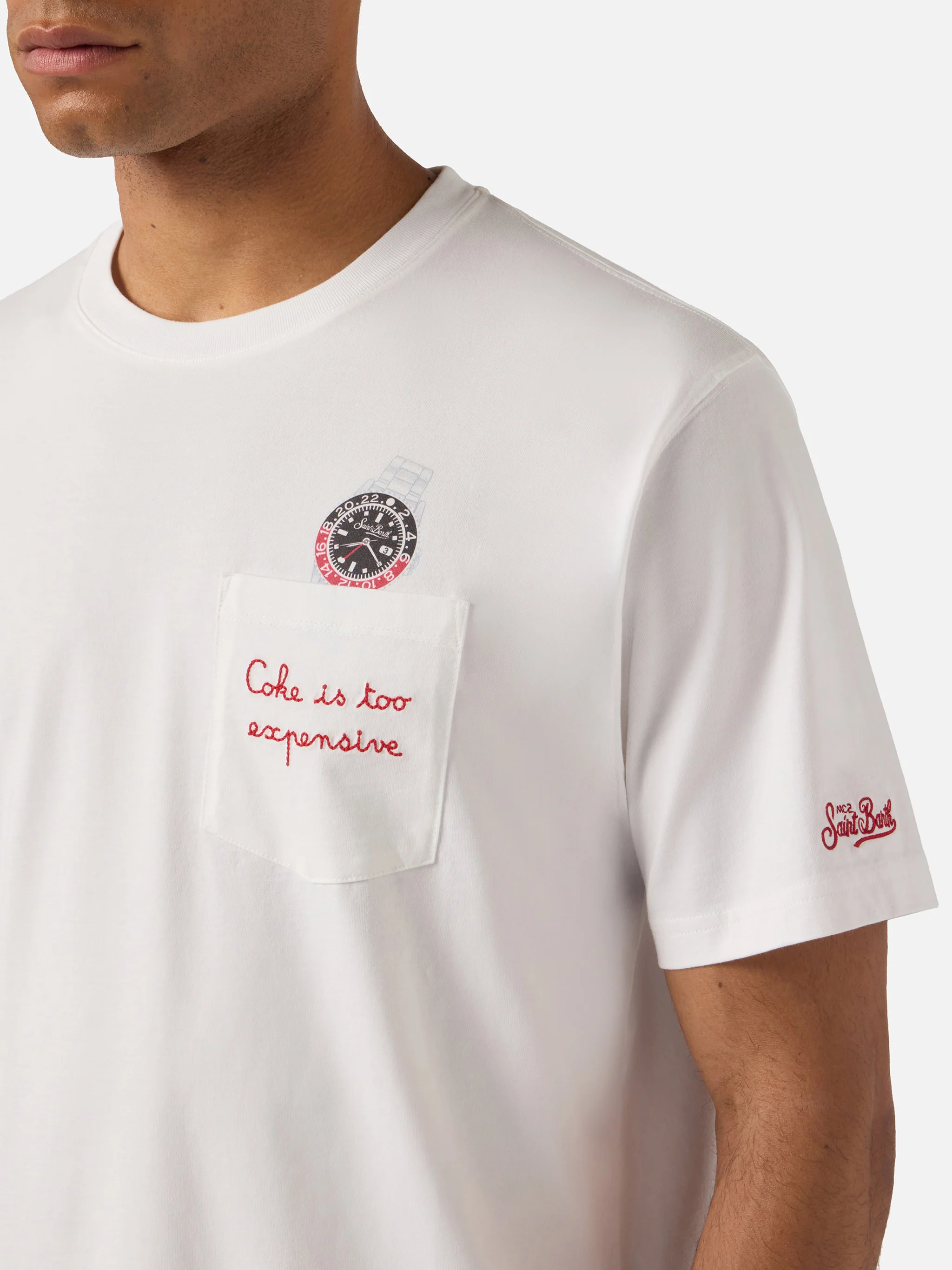 Cotton t-shirt Austin with embroidery and watch print - Image 4