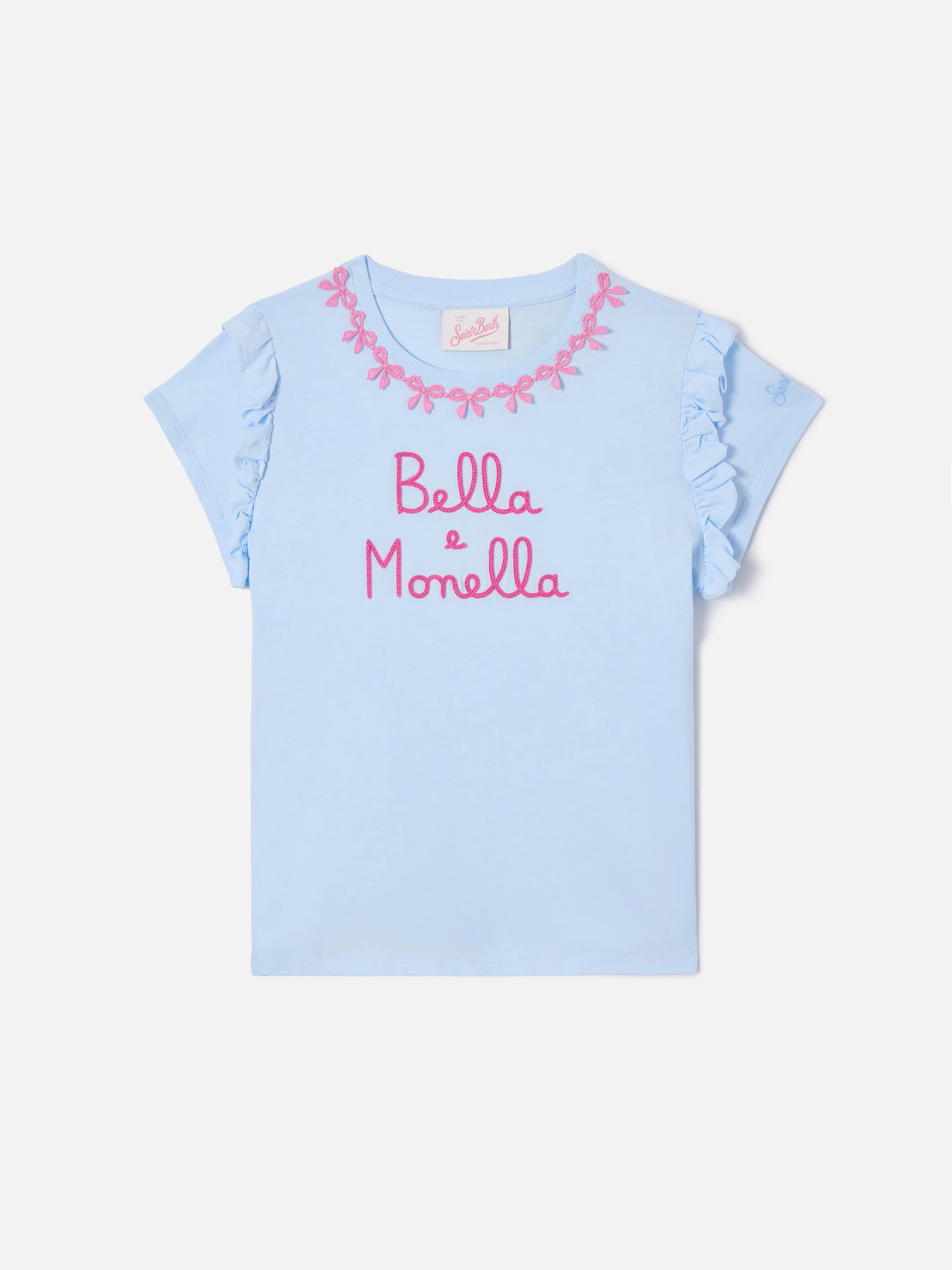 Cotton t-shirt Baby with flounce and Bella e Monella embroidery