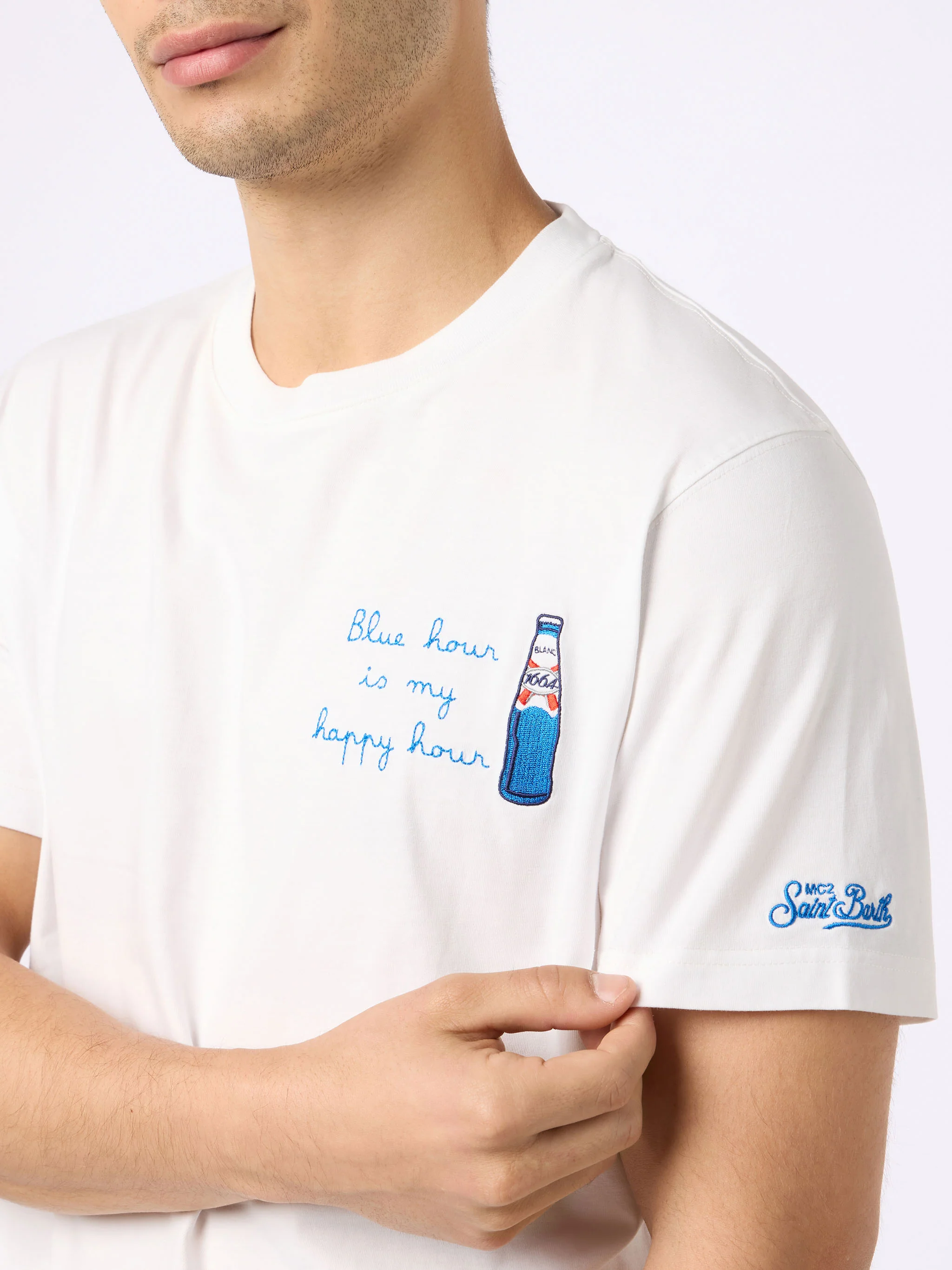 Cotton t-shirt with Blanc 1664 print and embroidery | Blanc 1664 Special Edition - Image 4