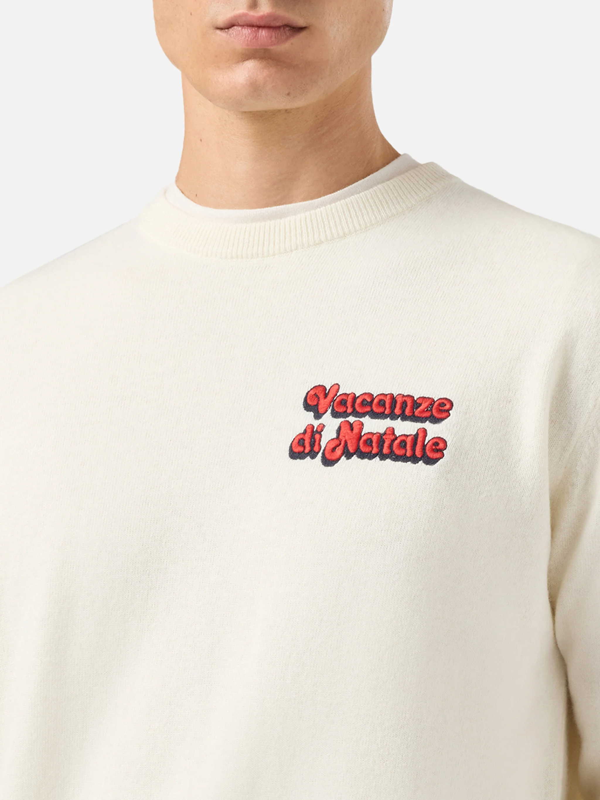 Crewneck Heron Light with Vacanze di Natale embroidery | VACANZE DI NATALE SPECIAL EDITION