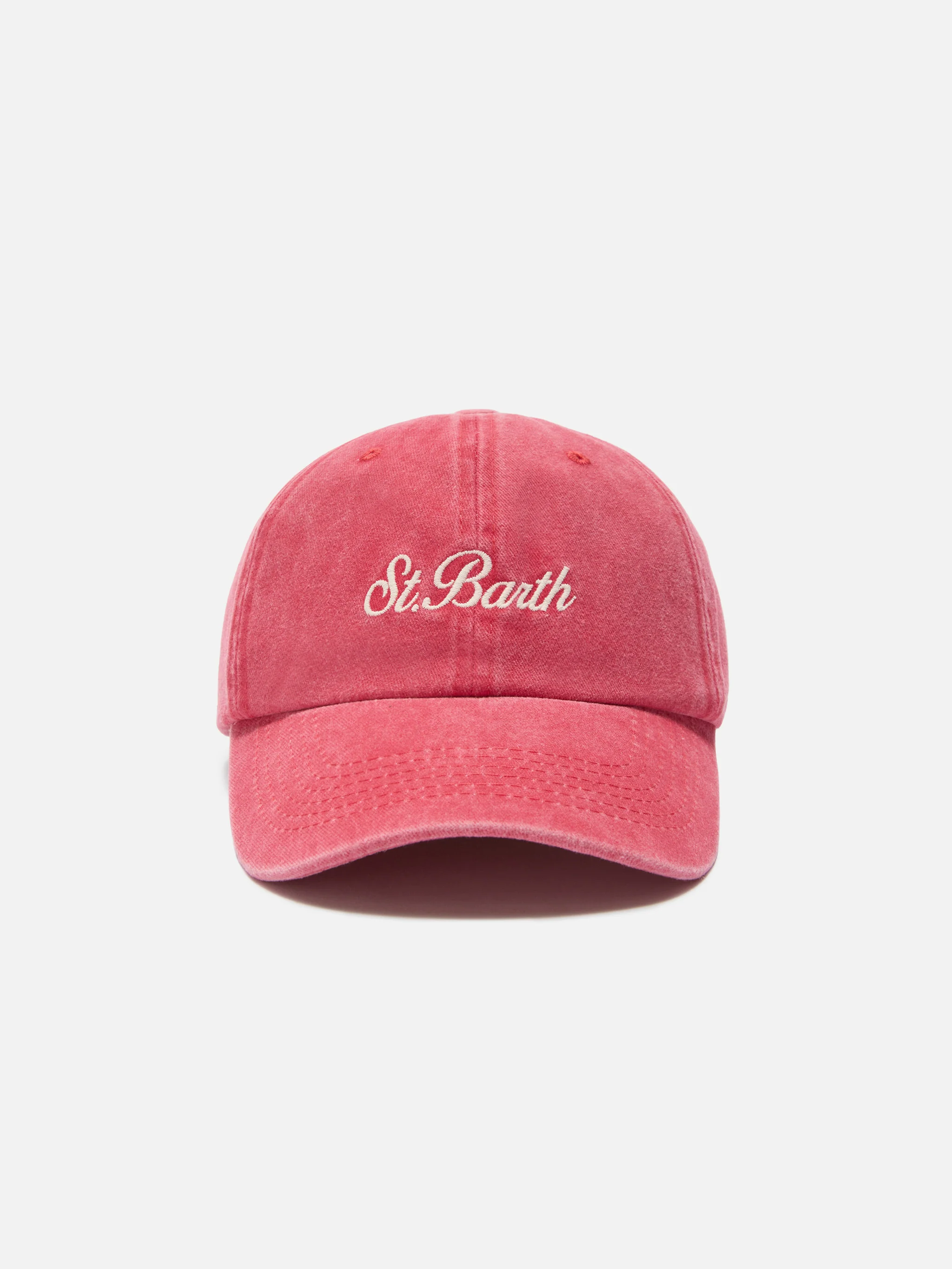 Davis dark red cotton baseball cap with embroidered logo