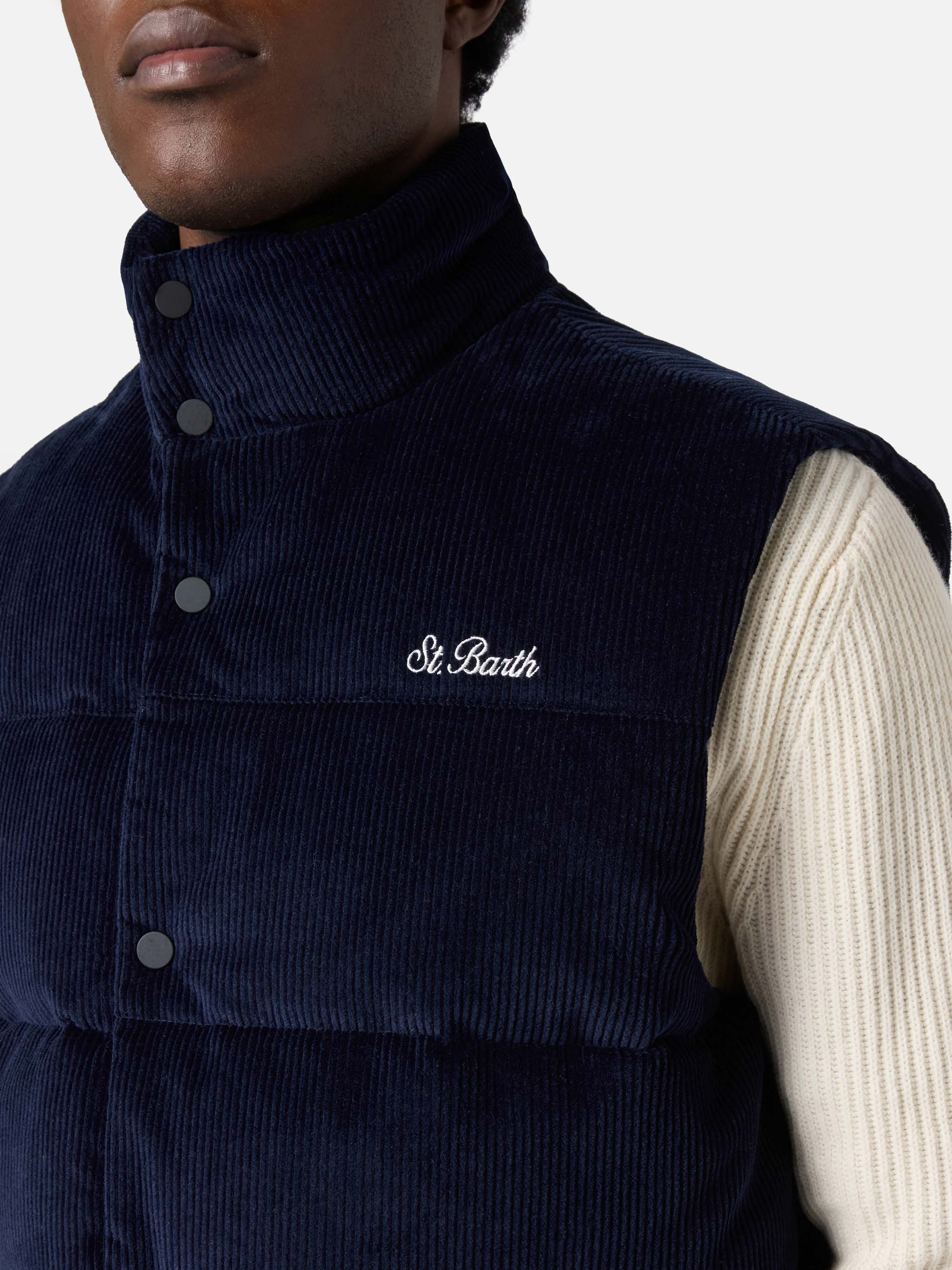 Down padded vest Thunder with in navy blue corduroy - Image 4