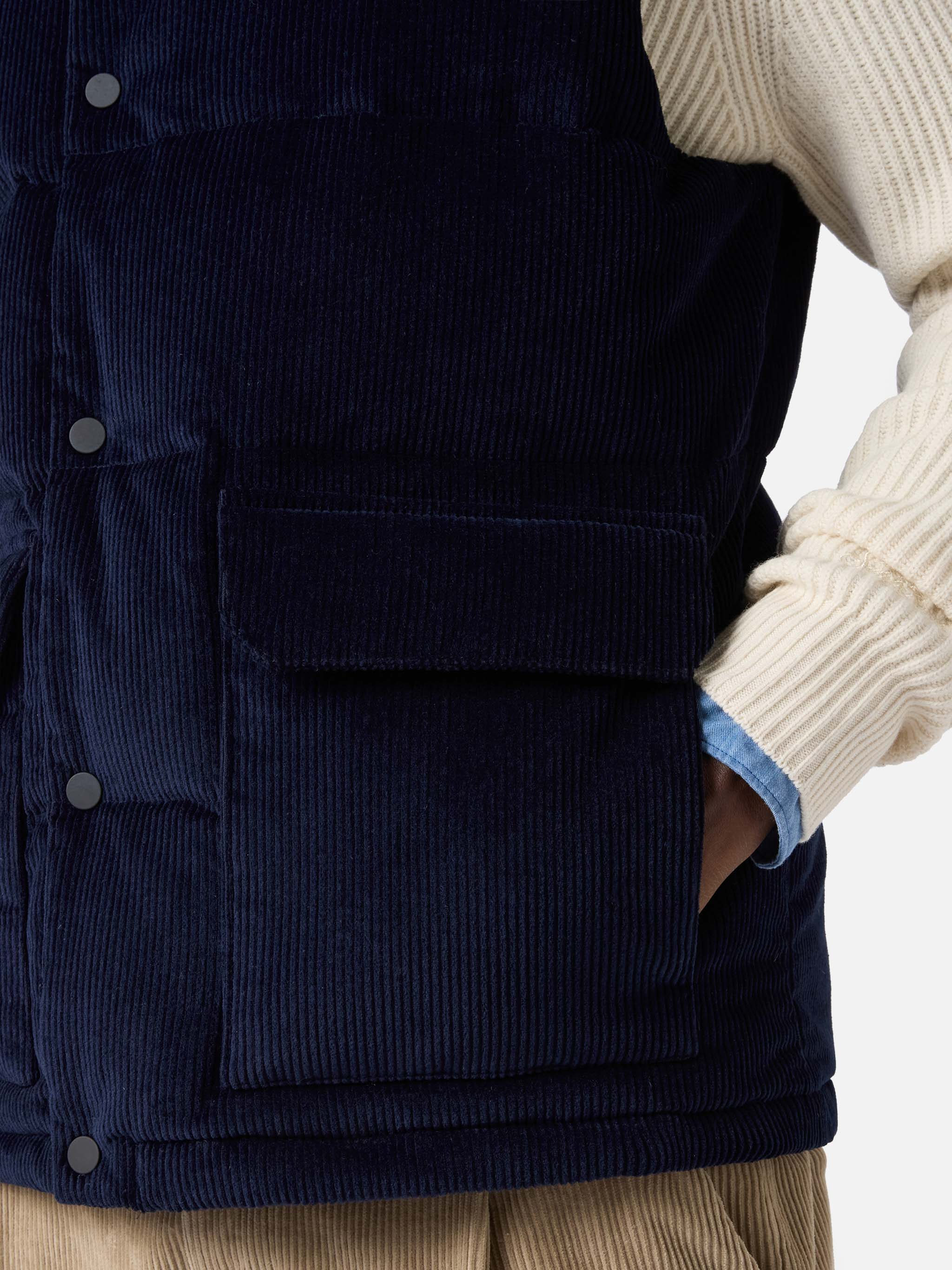 Down padded vest Thunder with in navy blue corduroy - Image 6