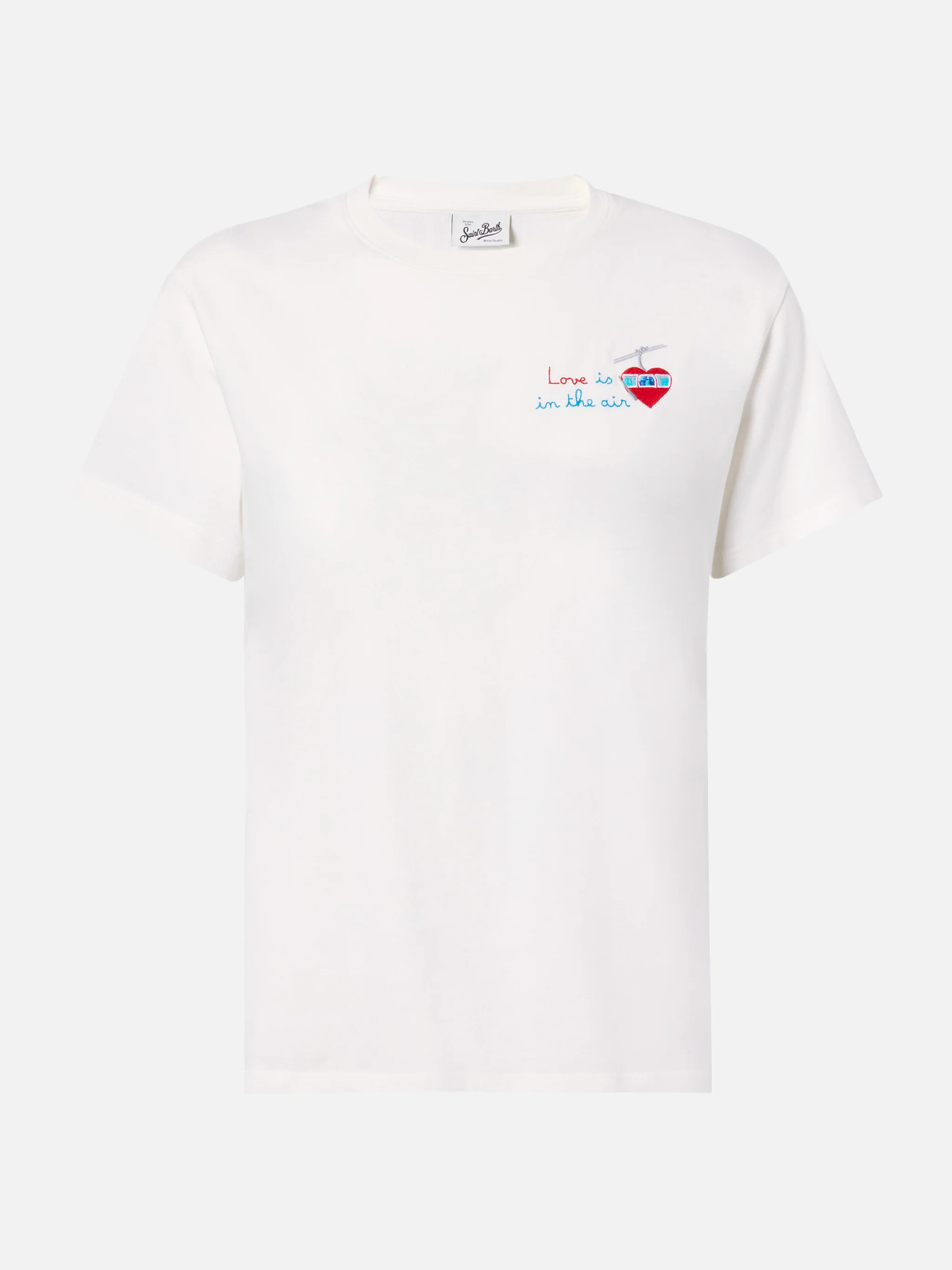 Emilie cotton T-shirt in white with Love is in the air embroidery - Image 4