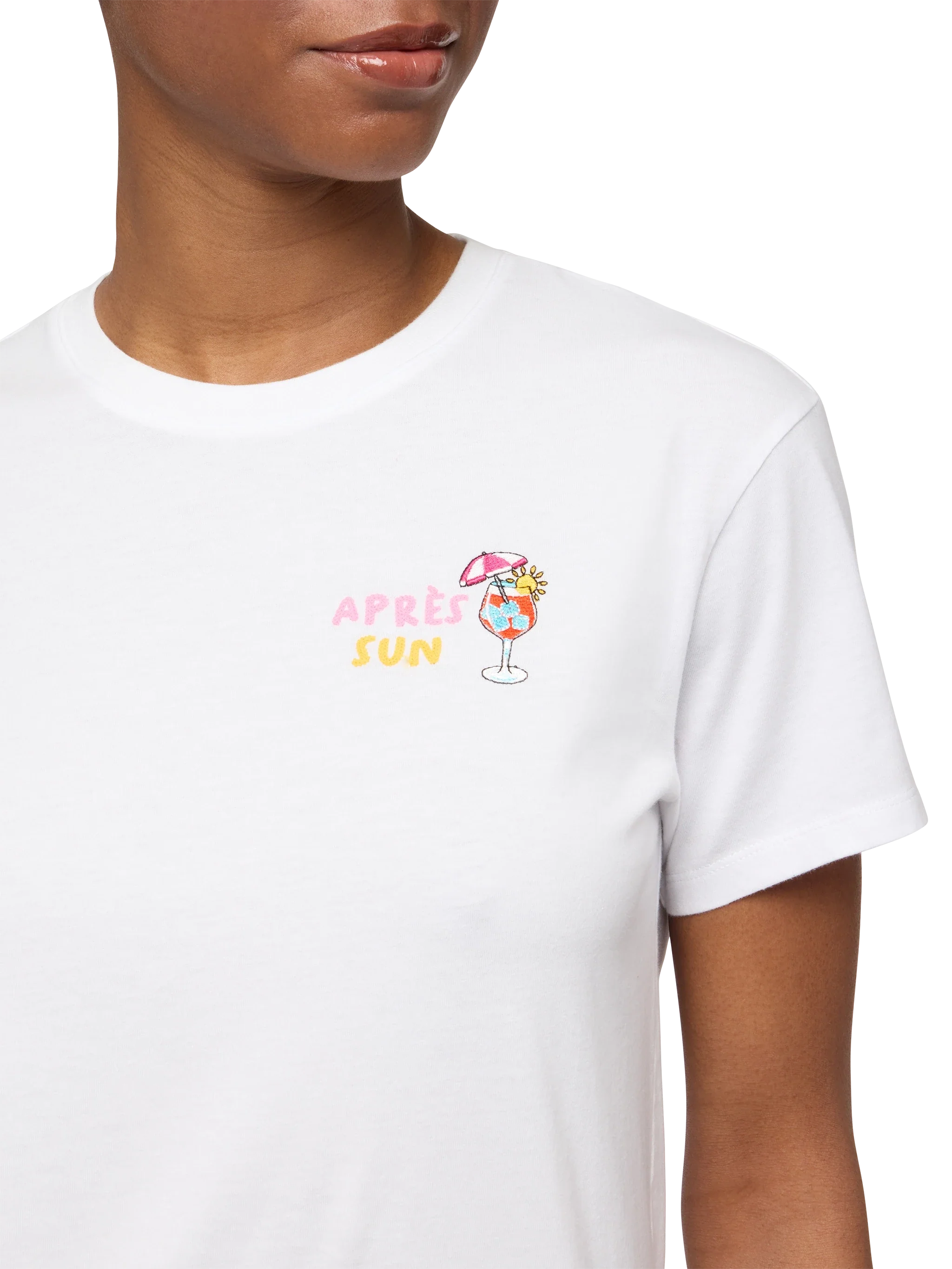 Emilie cotton t-shirt with Après Sun embroidery