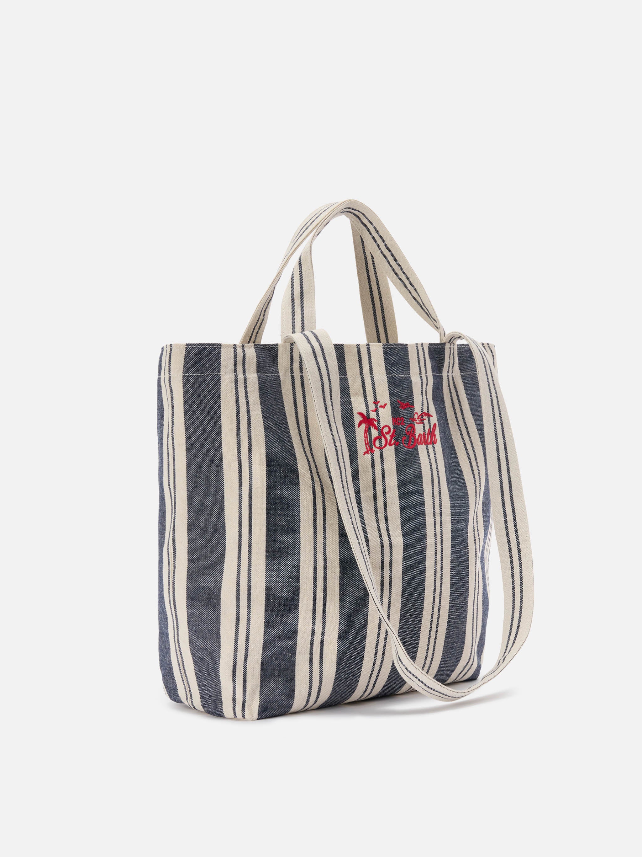 Essential Beach blue and white striped cotton tote bag - Image 5