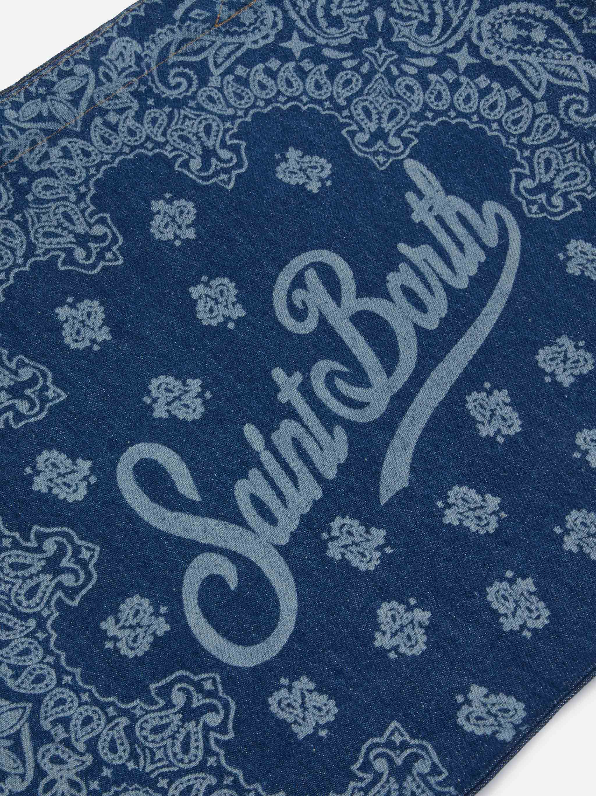 Essential denim tote bag with bandana print and contrasting logo - Image 4