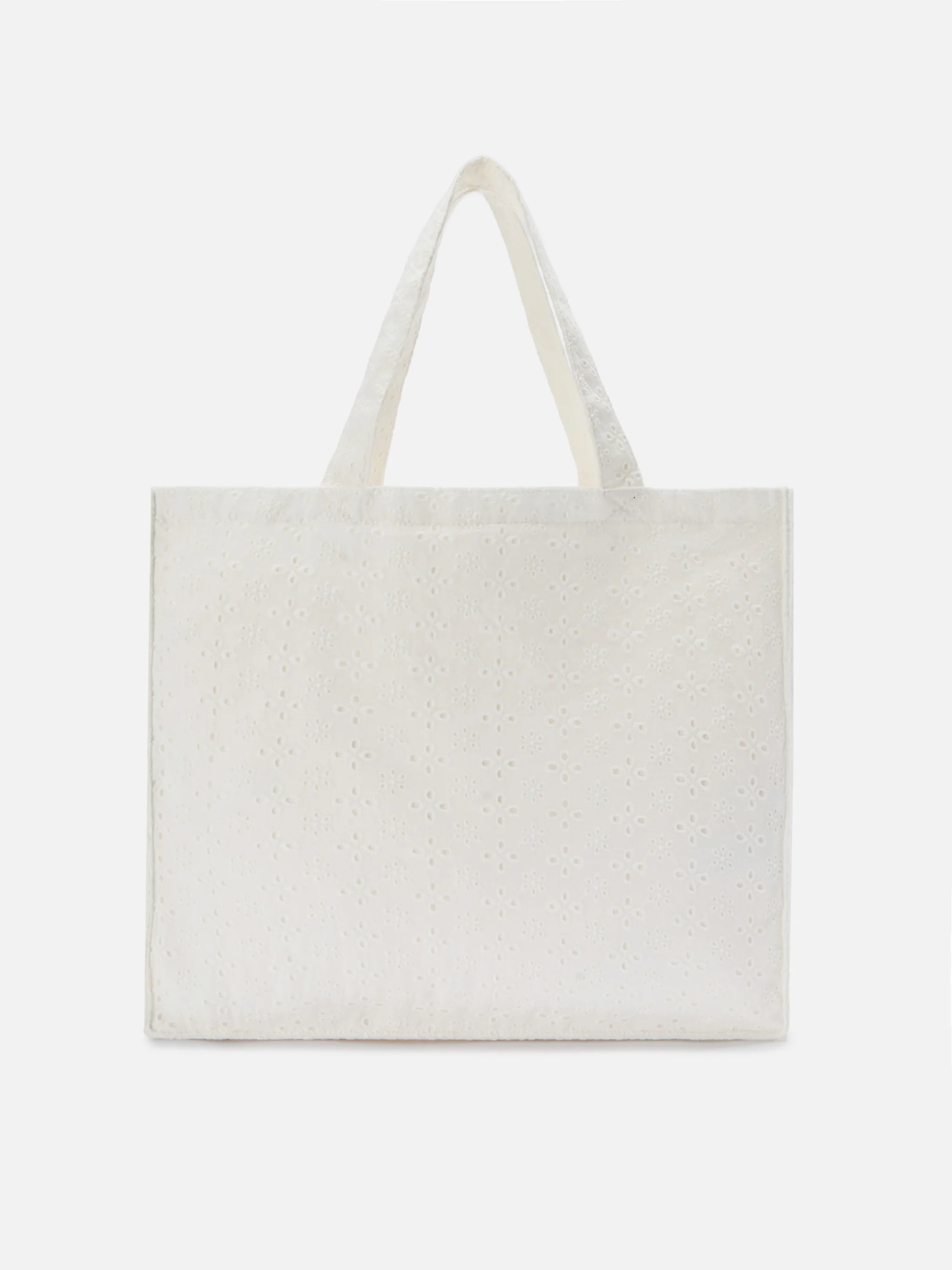 Essential white broderie anglaise cotton tote bag with contrasting logo - Image 4