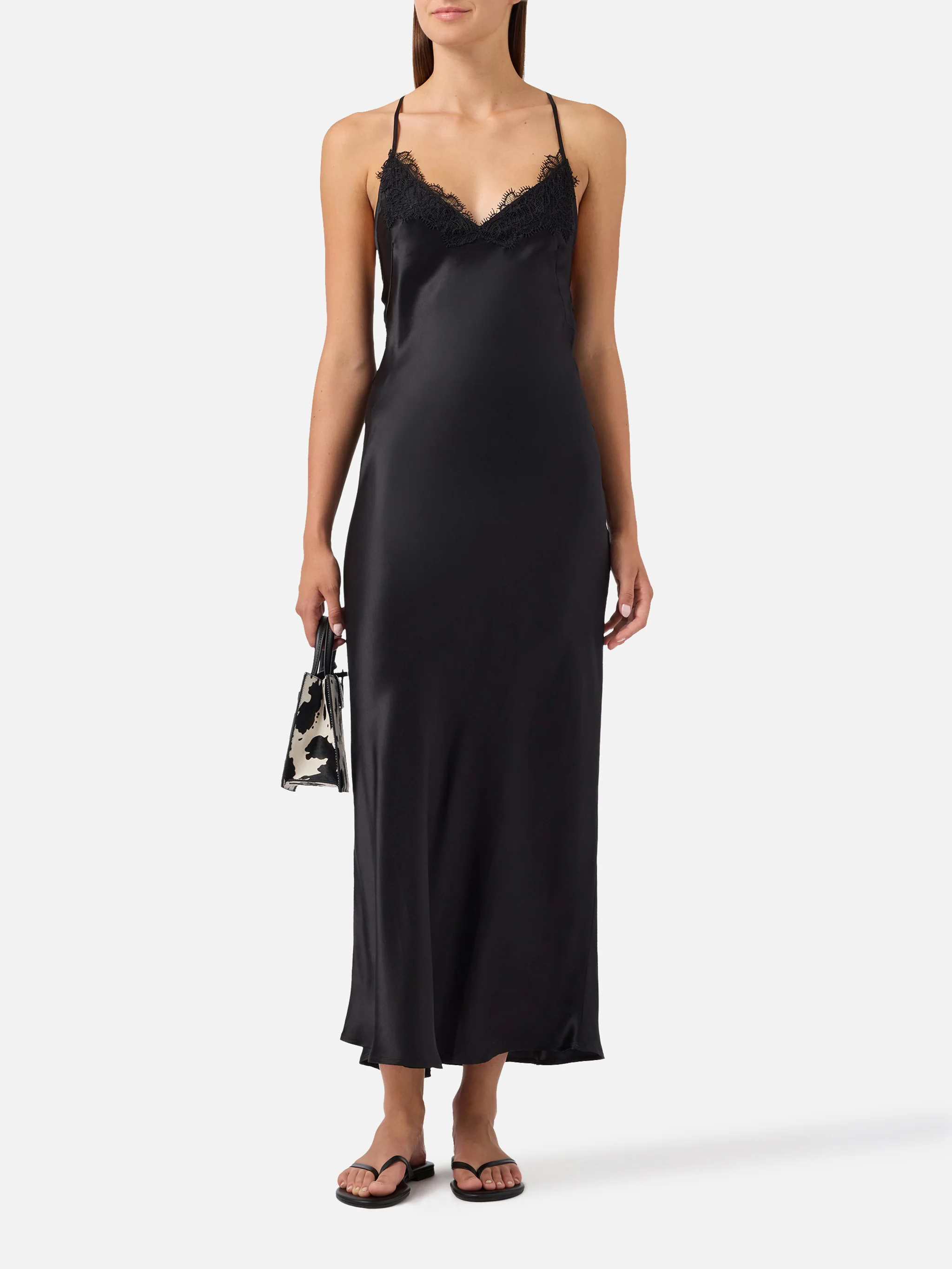 Eydis satin slip dress in black