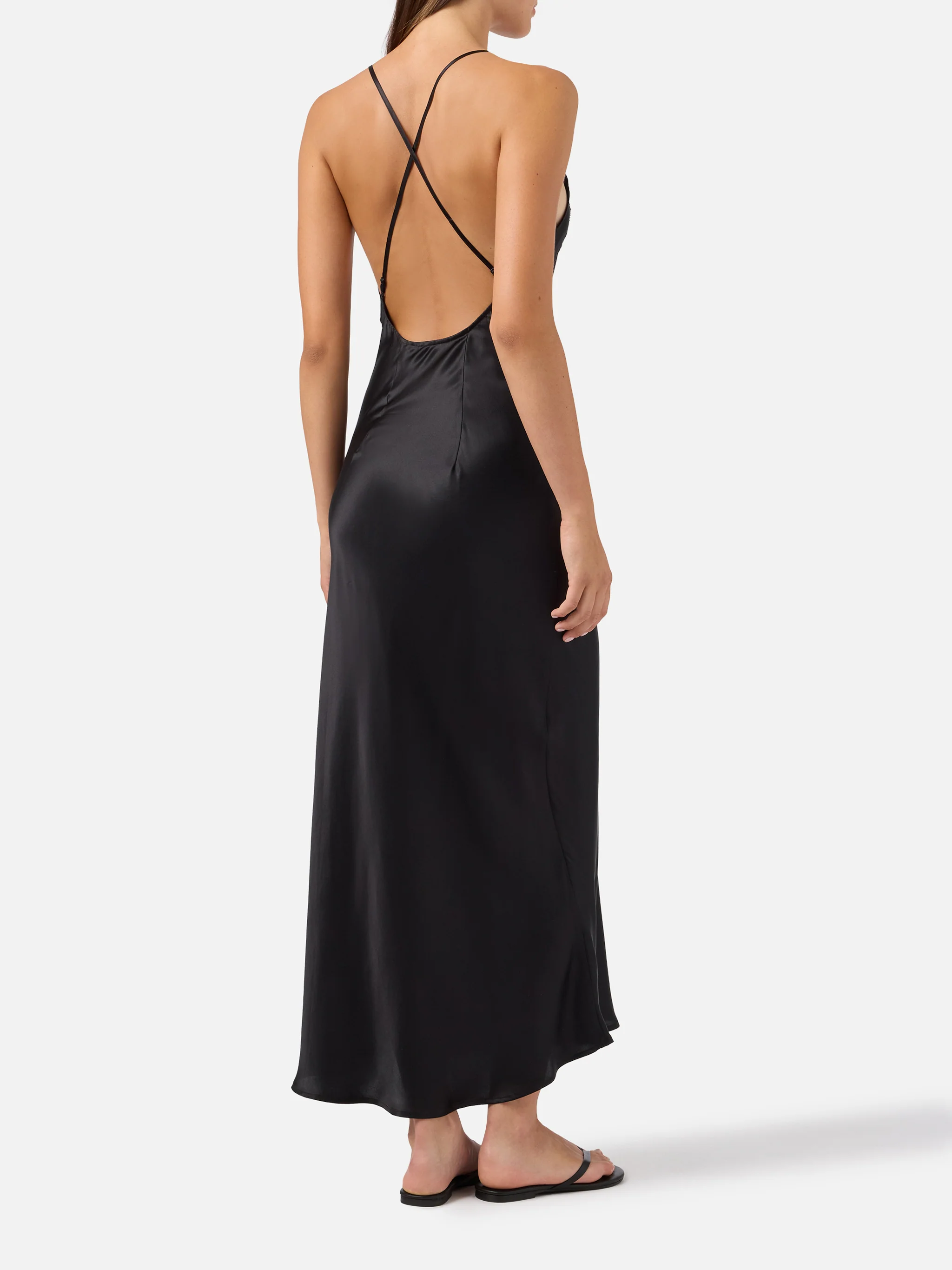 Eydis satin slip dress in black - Image 3