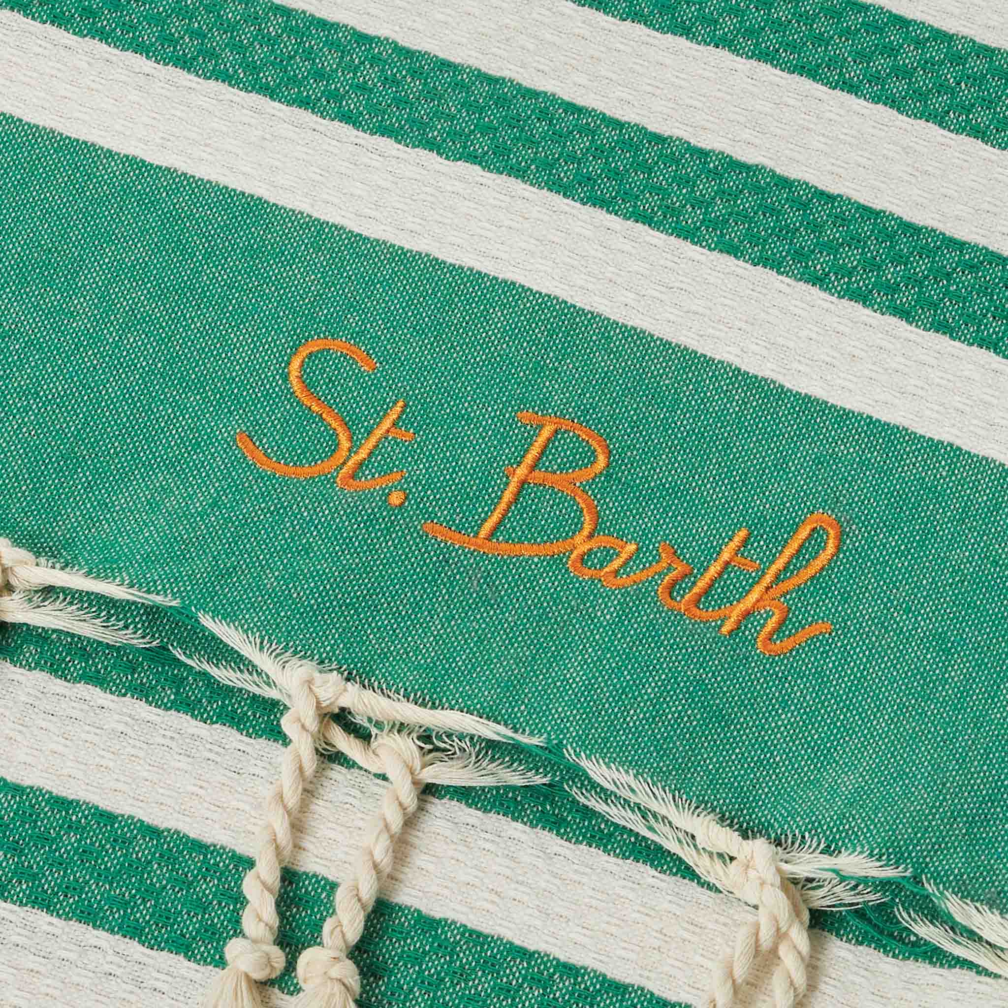 Fouta classic honeycomb with white and green stripes - Image 2