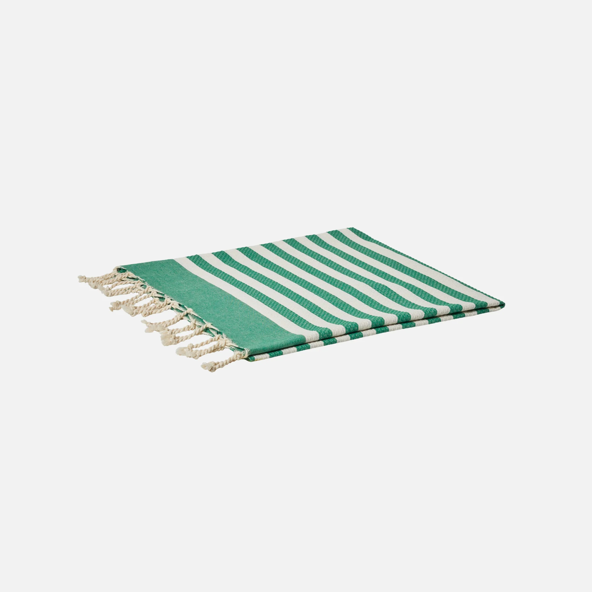 Fouta classic honeycomb with white and green stripes - Image 3