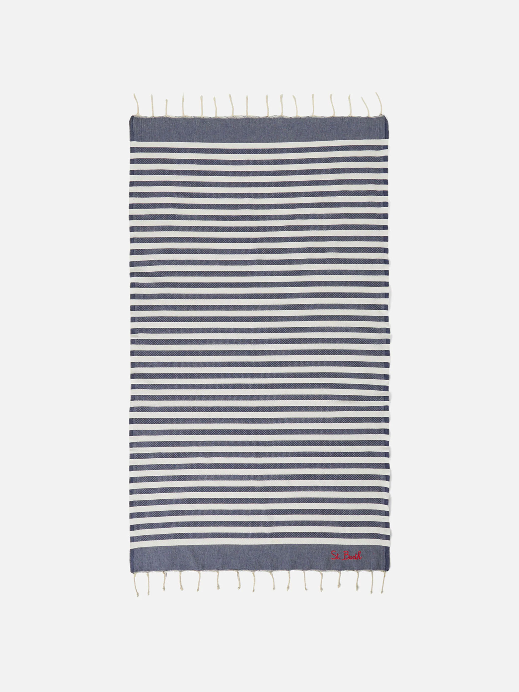 Foutas beach towel with blue and white stripes