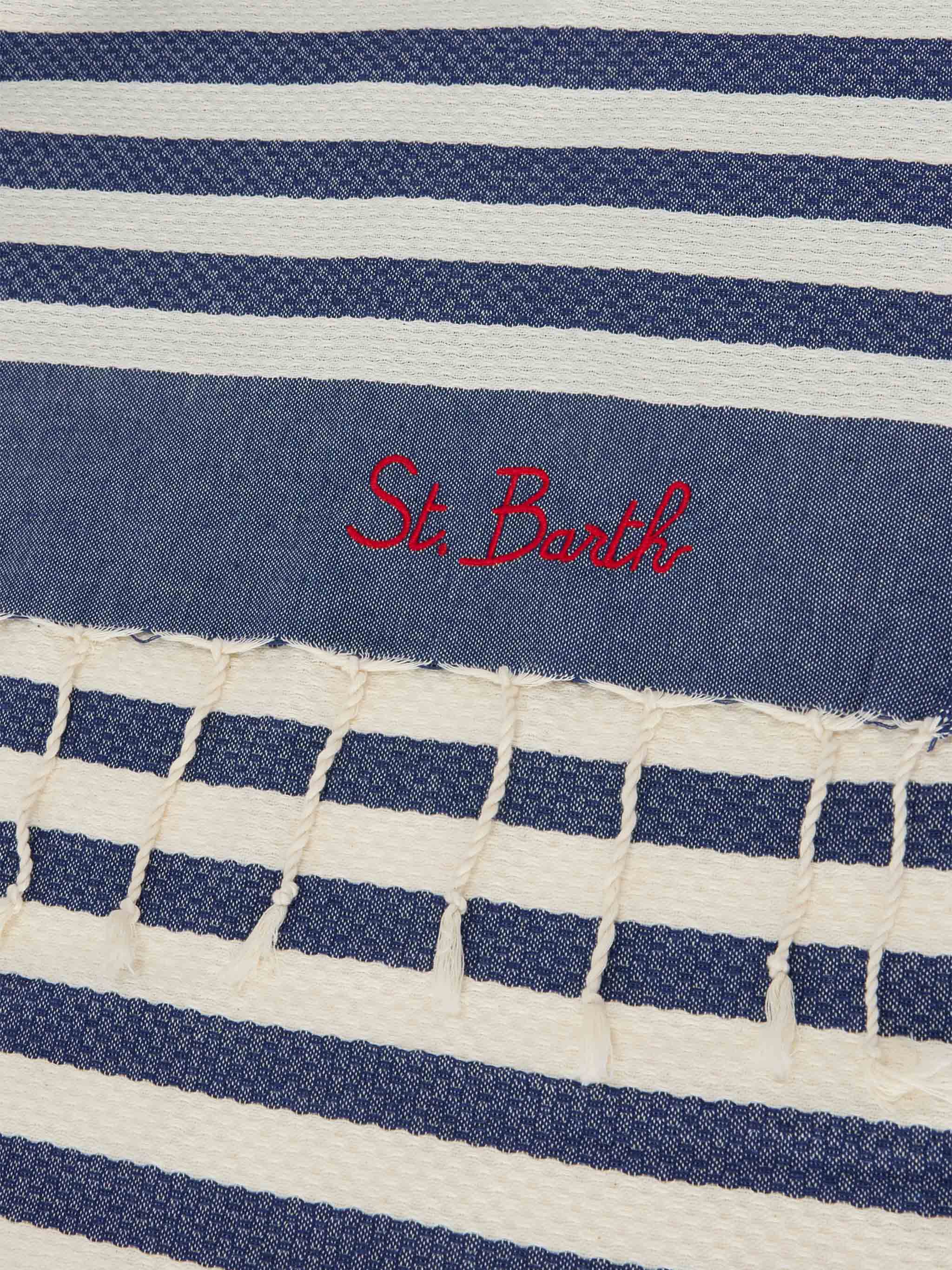 Foutas beach towel with blue and white stripes - Image 4