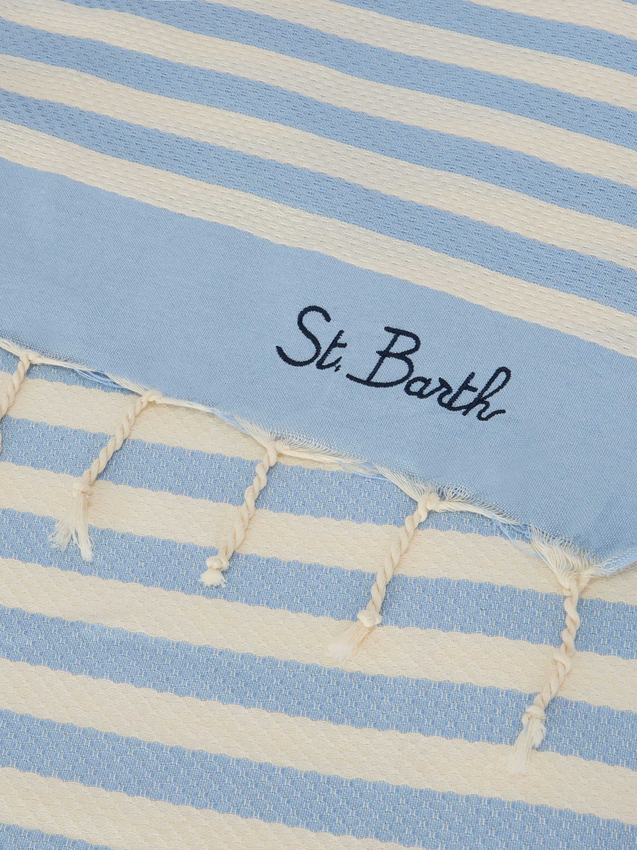 Foutas beach towel with light blue and white stripes - Image 2