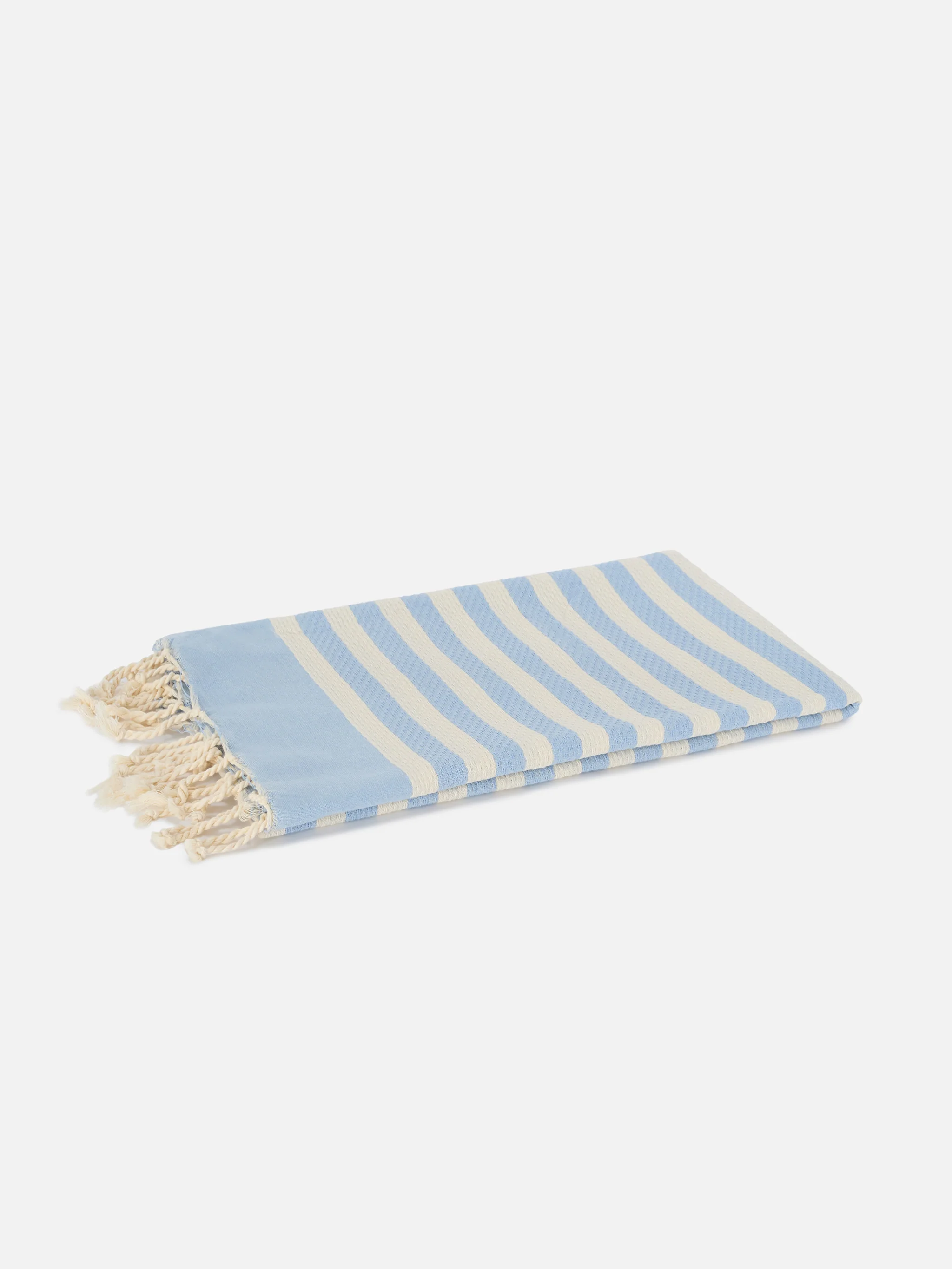 Foutas beach towel with light blue and white stripes - Image 3