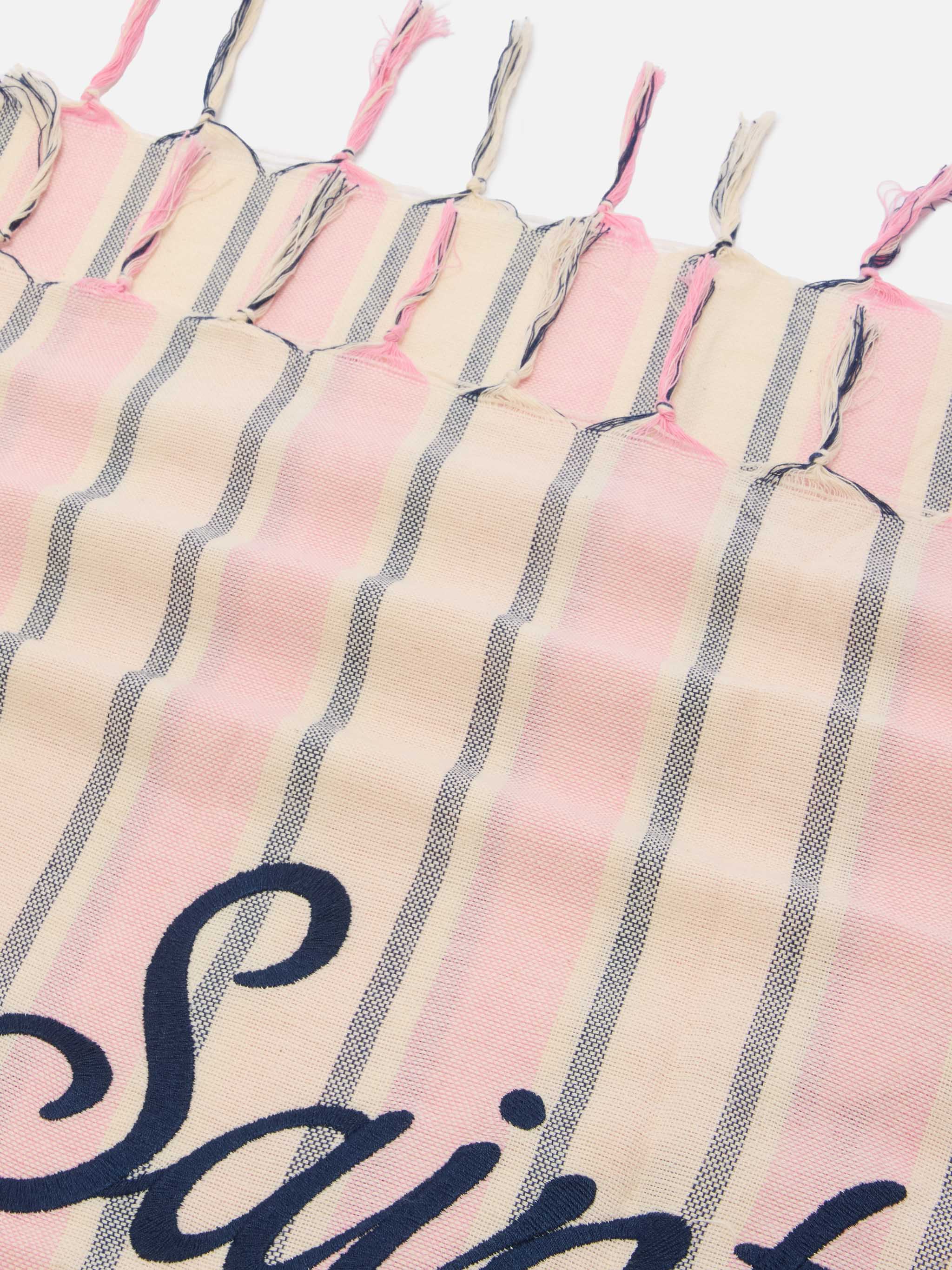 Foutas Lightbeach towel with pink and white stripes and embroidered logo - Image 3
