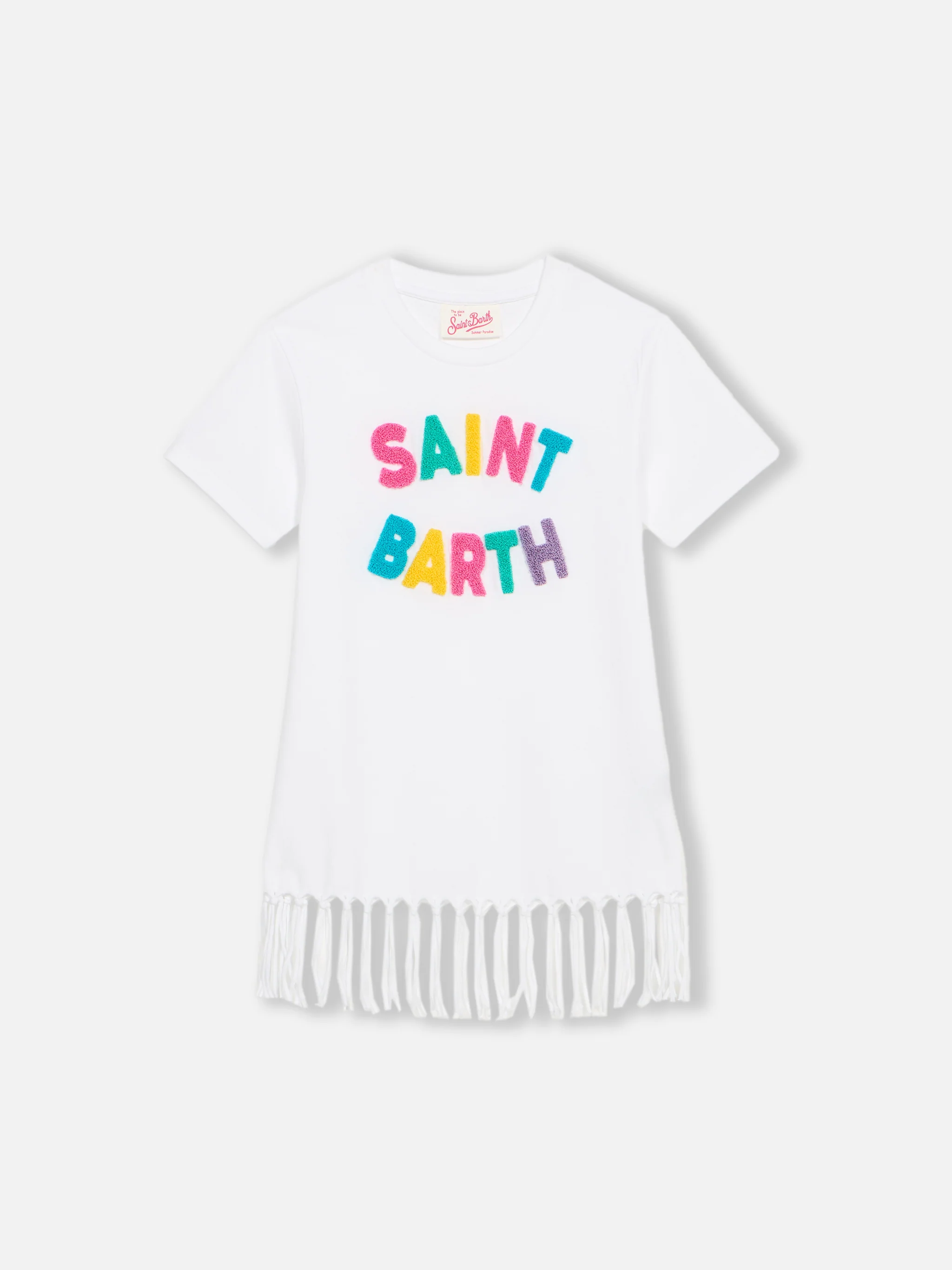 Girl Abbey dress with fringes and terry patch