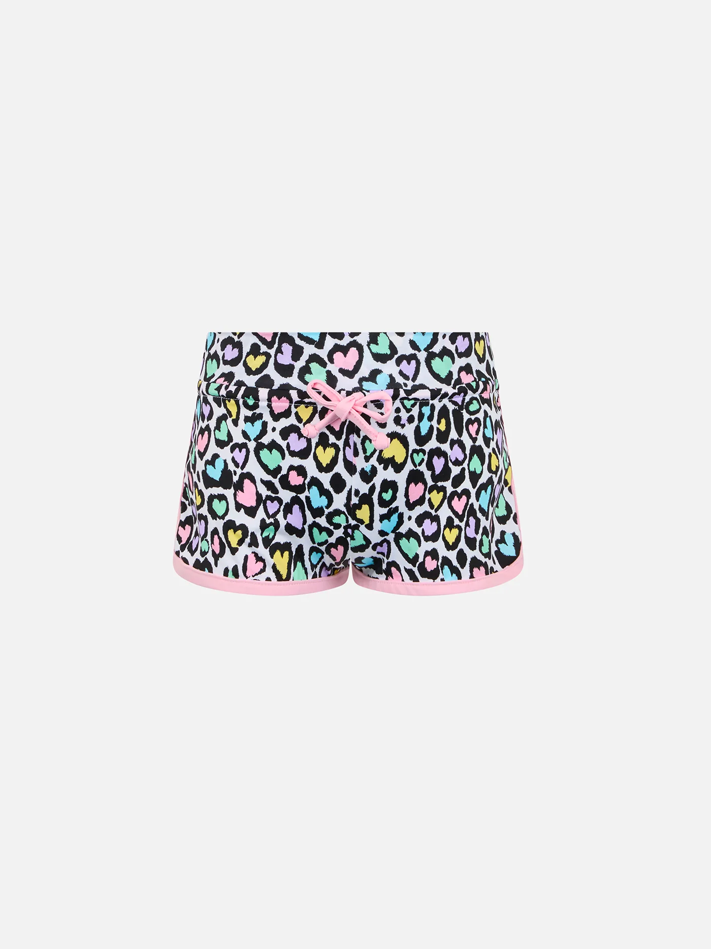 Girl beach shorts Coco with hearted animalier print