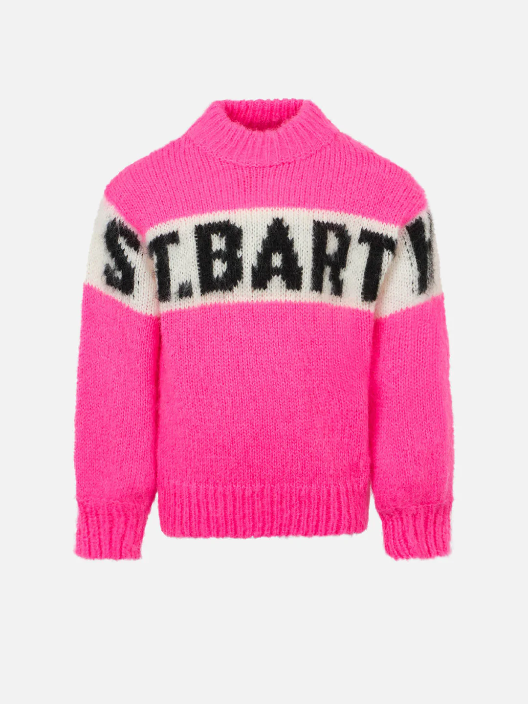 Girl boxy shape soft sweater with St. Barth jacquard