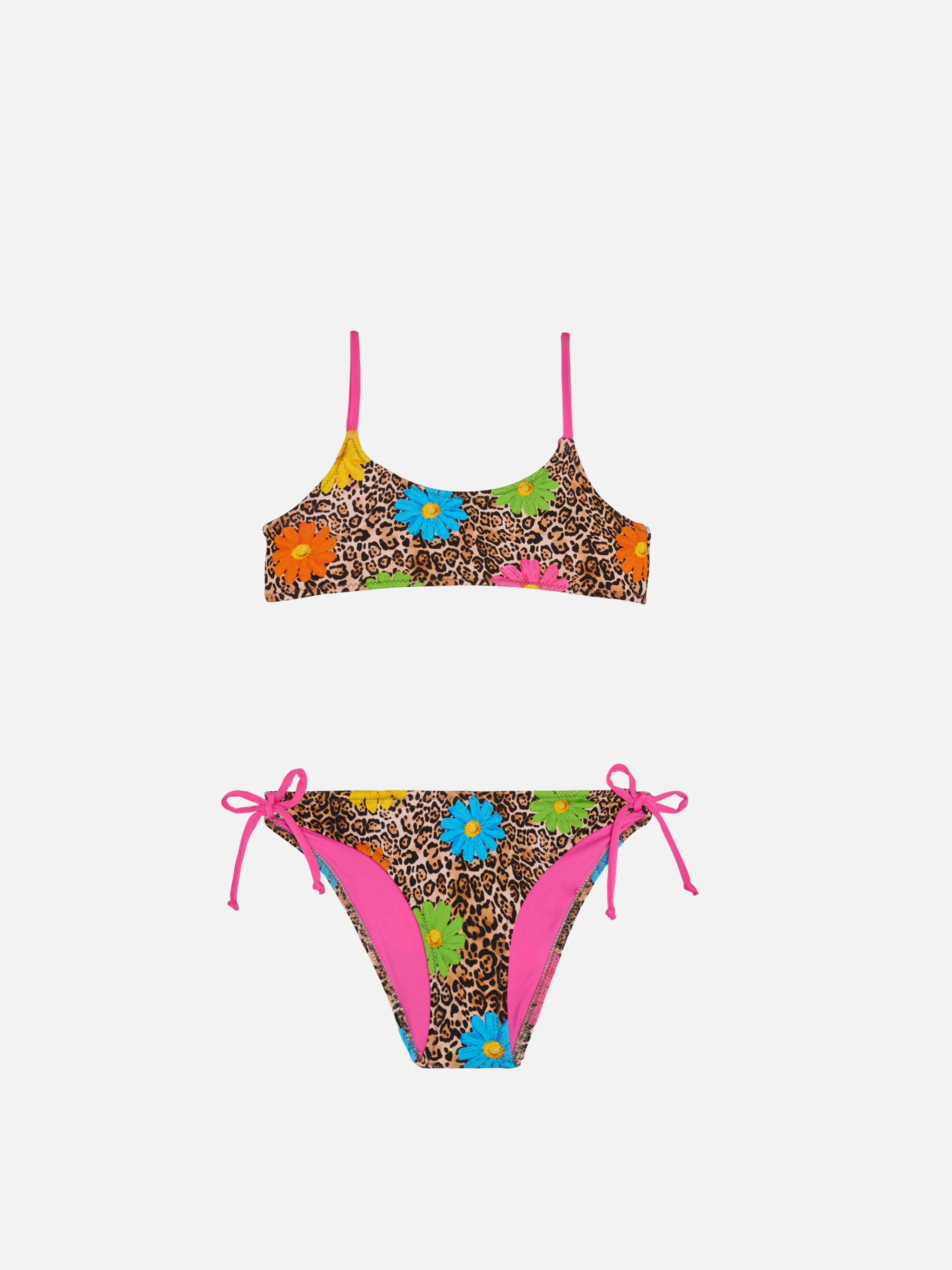 Girl bralette bikini with leopard print