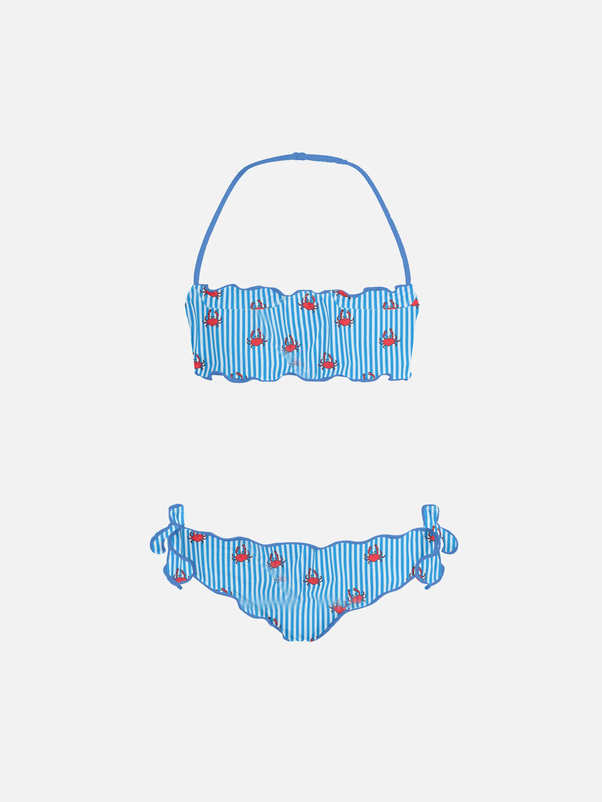 Girl classic bandeau bikini Emy with crab print