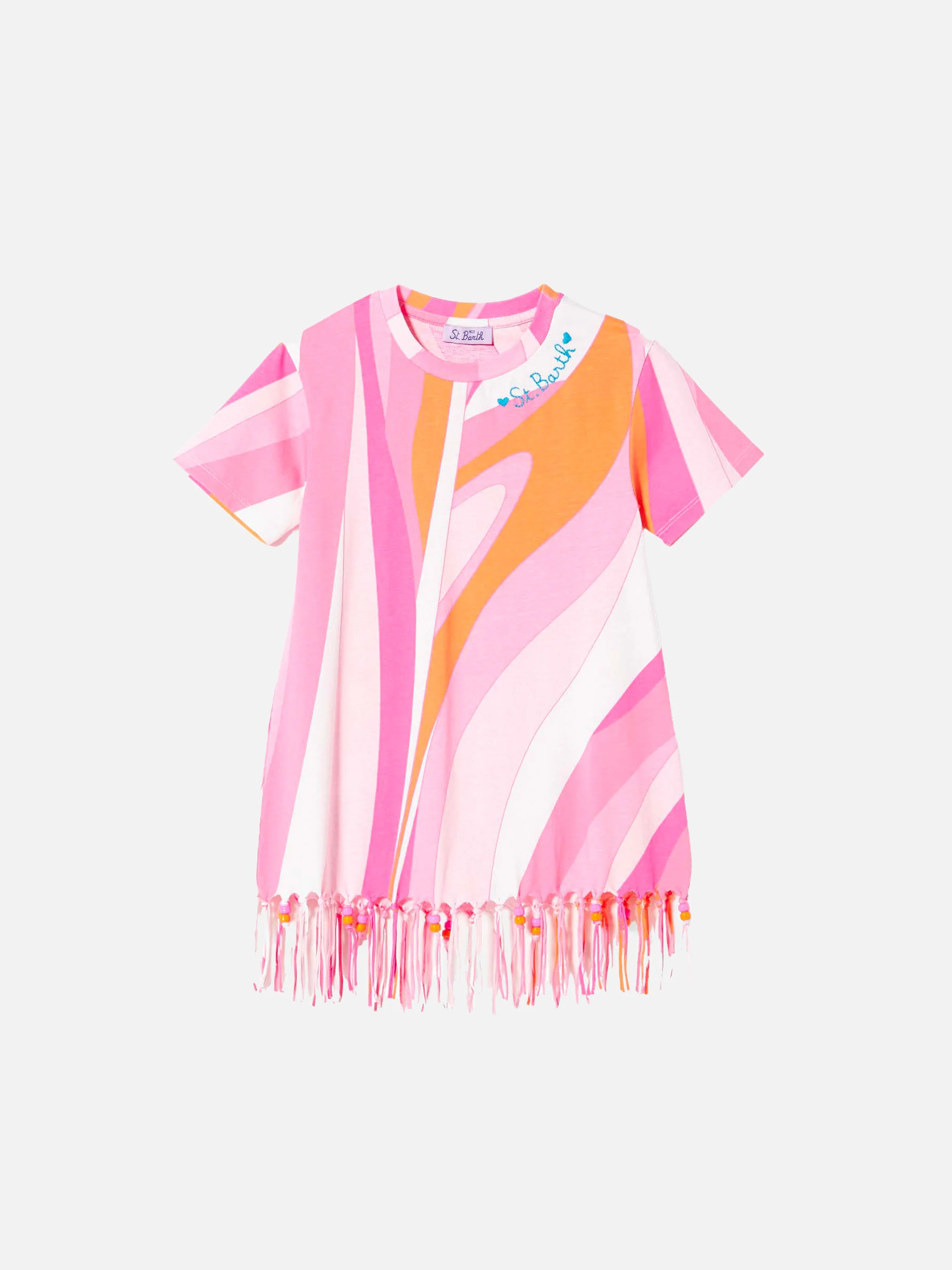 Girl cotton dress with fringes and charms