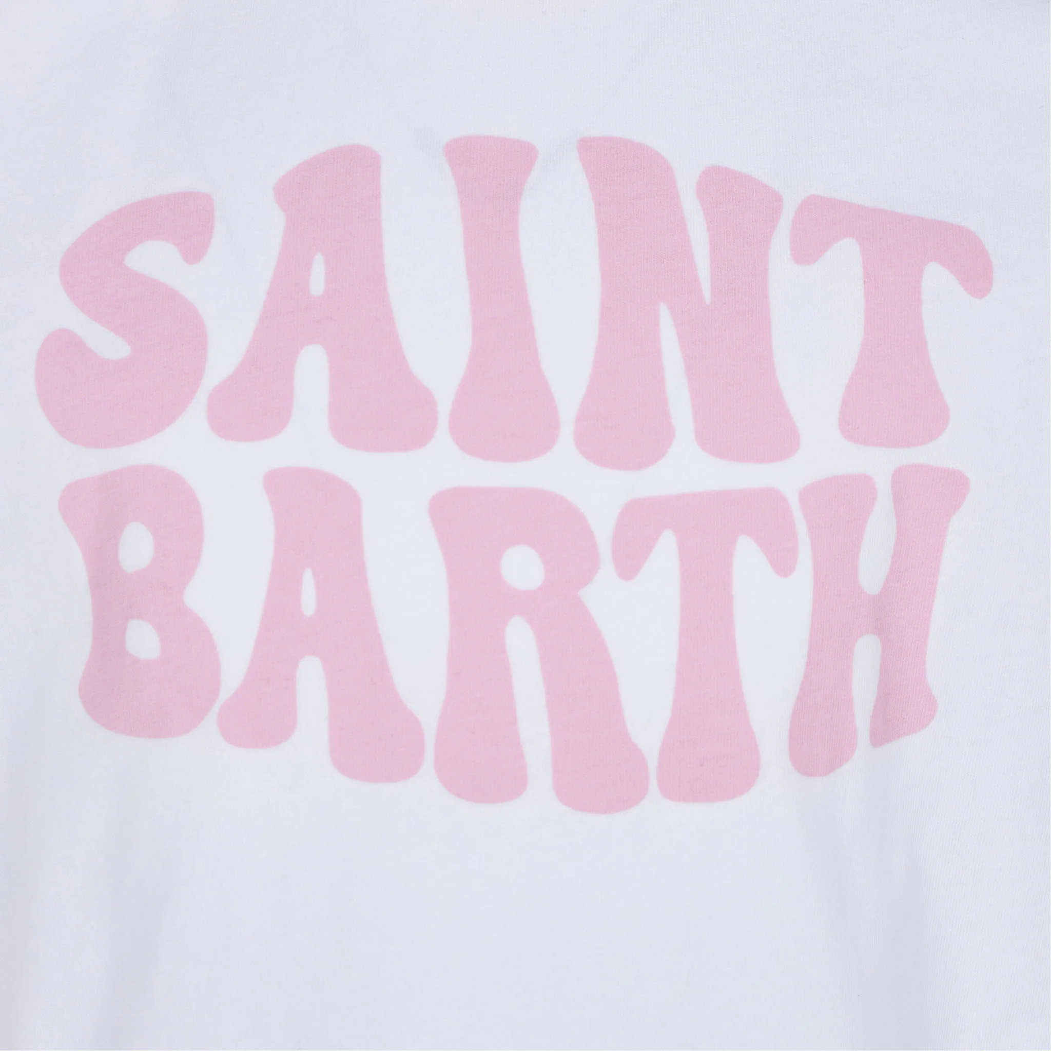 Girl cotton t-shirt with St. Barth groovy print - Image 2