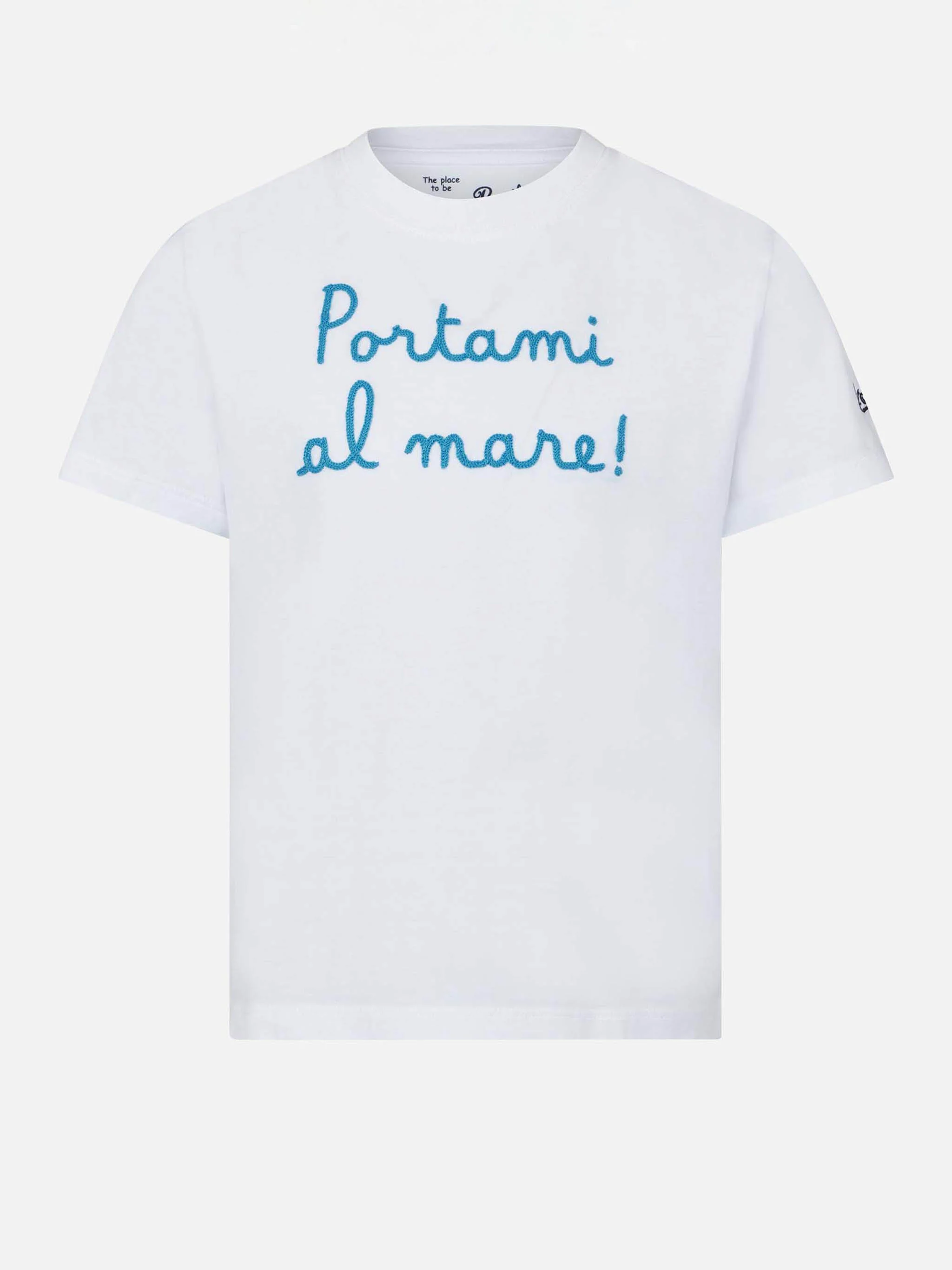 Girl t-shirt with Portami al mare! lettering