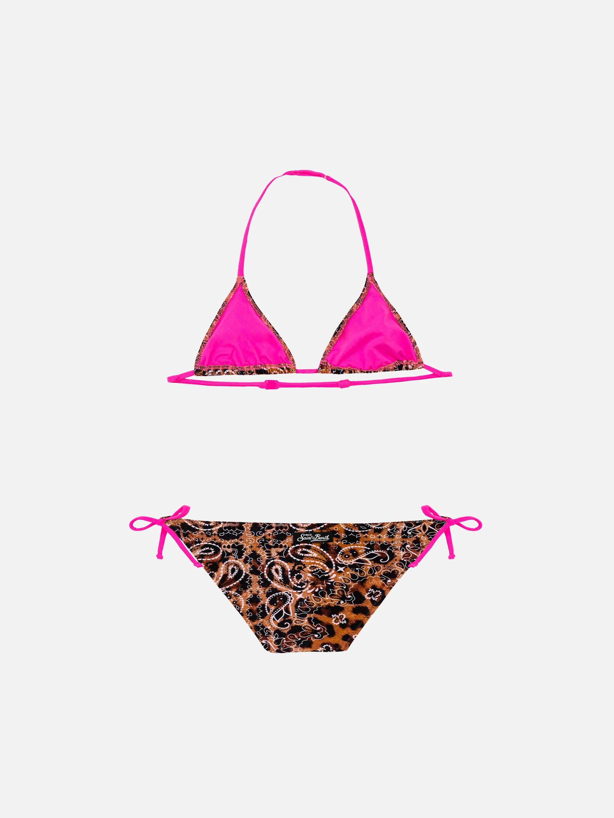 Girl triangle bikini with leo bandanna print - Image 2