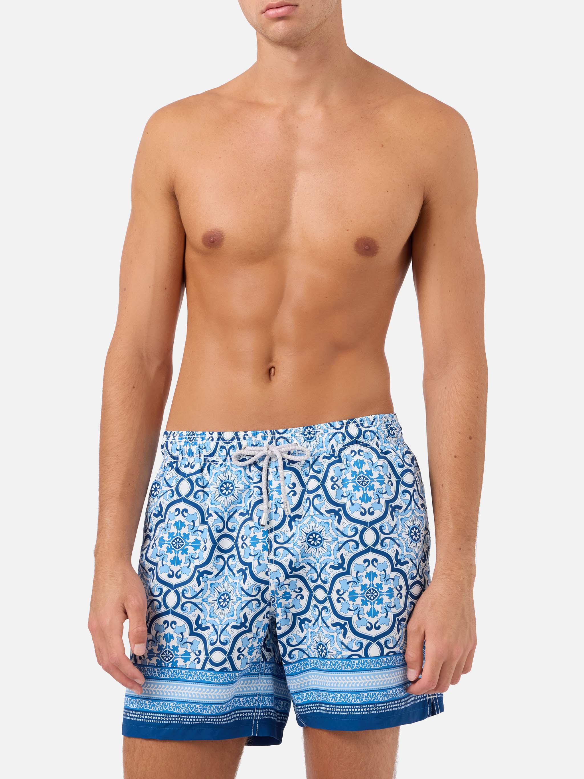 Gustavia swim shorts with blue ornamental placed print - Image 3
