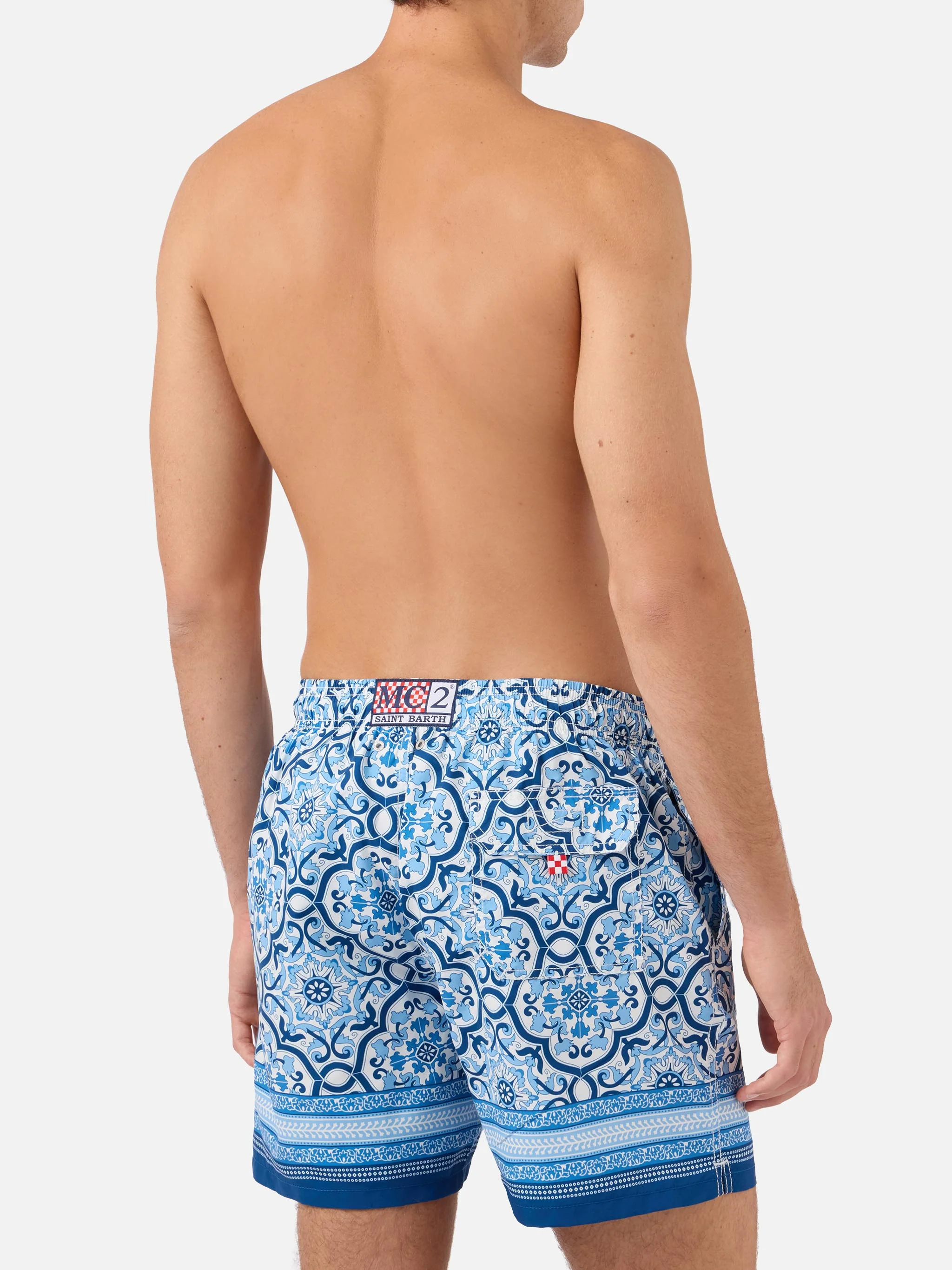 Gustavia swim shorts with blue ornamental placed print - Image 5