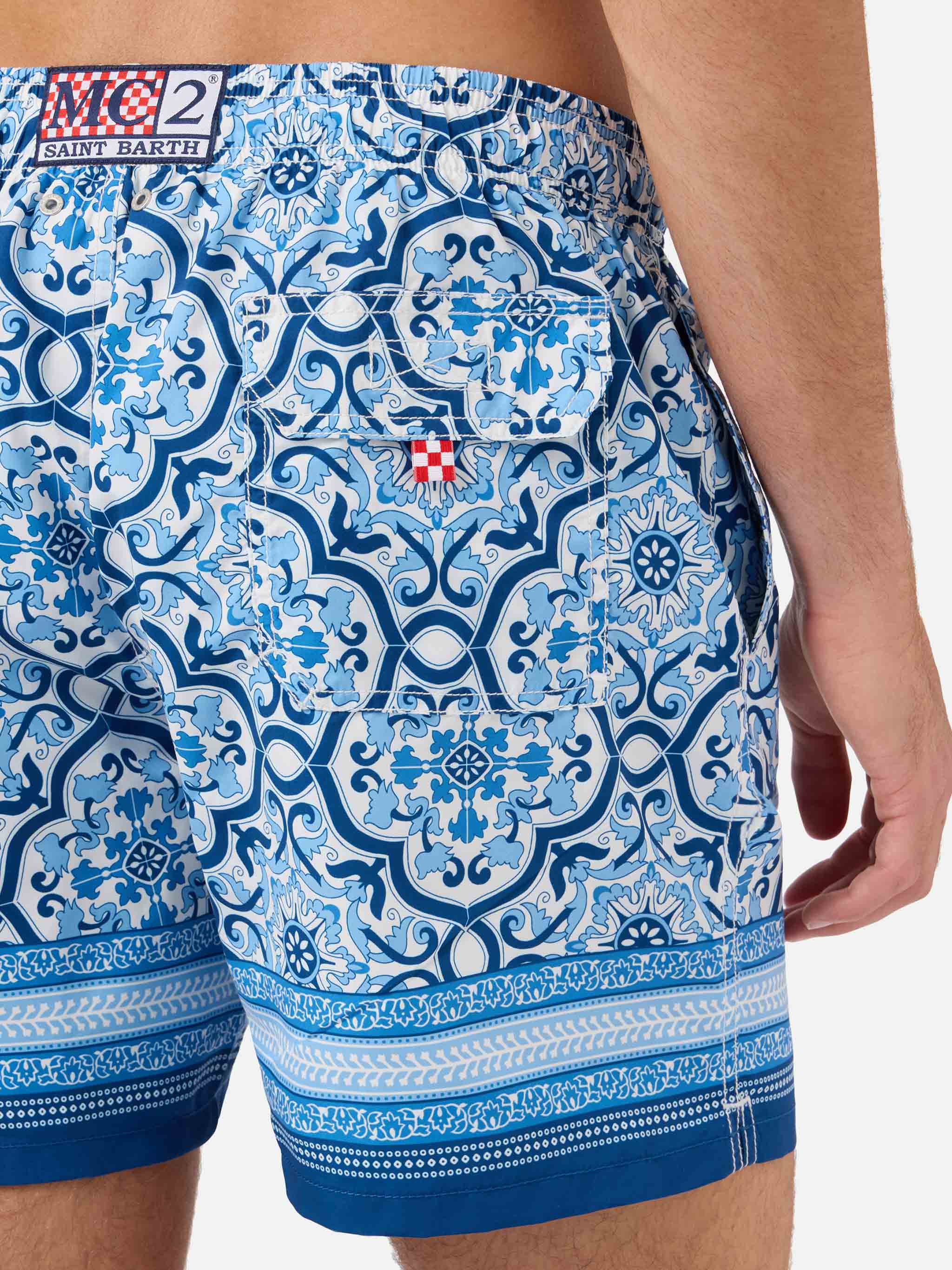 Gustavia swim shorts with blue ornamental placed print - Image 6
